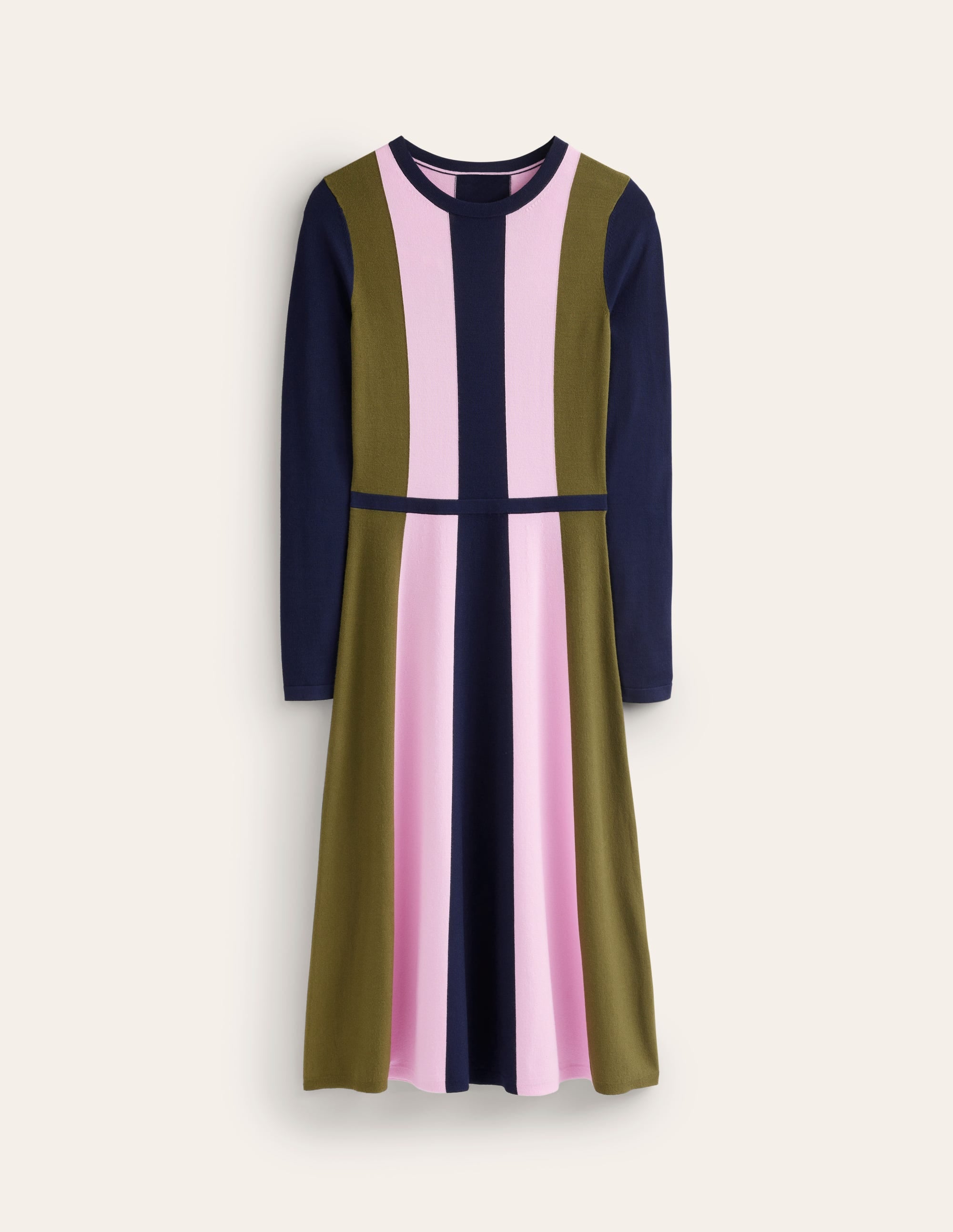 Robe en maille colourblock-Bleu marine, mousse hivernale, brume mauve - Image 6