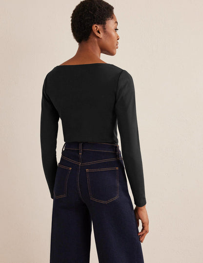 Basic-Shirt mit U-Boot-Ausschnitt-Schwarz-3