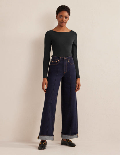 Basic-Shirt mit U-Boot-Ausschnitt-Schwarz-4