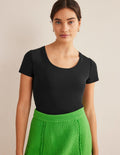 Kurzärmeliges Basic-T-Shirt-Schwarz