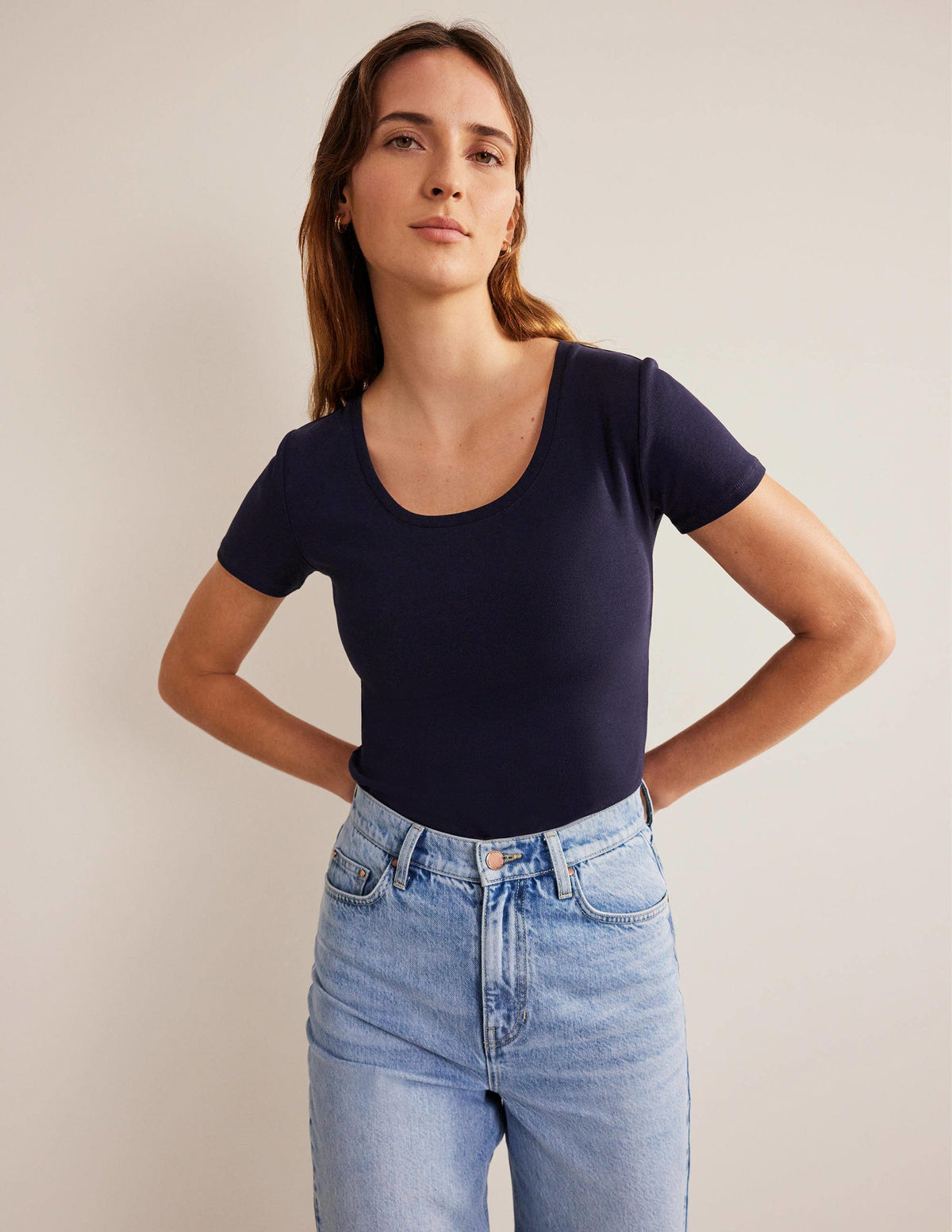 Kurzärmeliges Basic-T-Shirt-Marineblau - Image 1