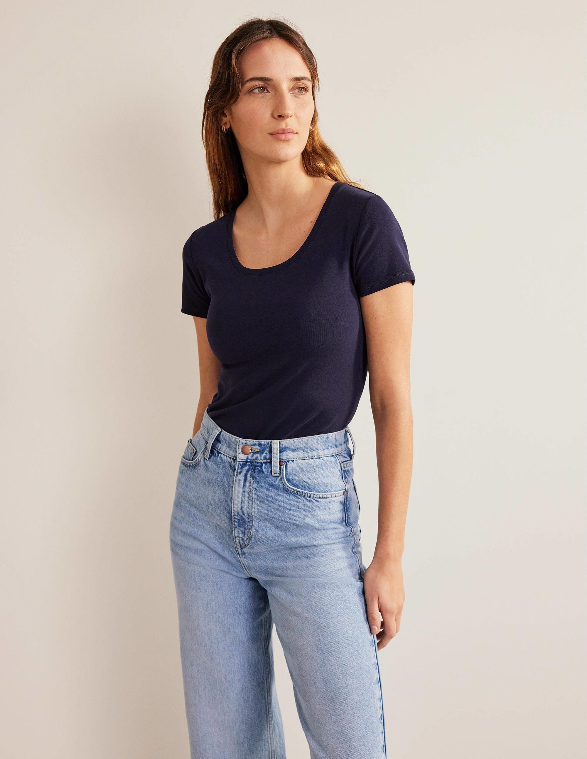 Kurzärmeliges Basic-T-Shirt-Marineblau - Image 4