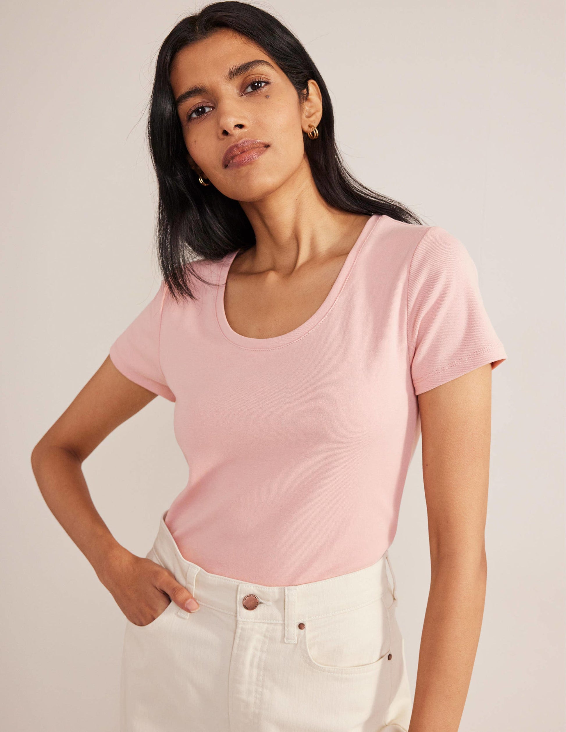 Kurzärmeliges Basic-T-Shirt-Milchshake-1