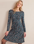 Abigail Jersey Dress-Seaweed, Painterly Stroke