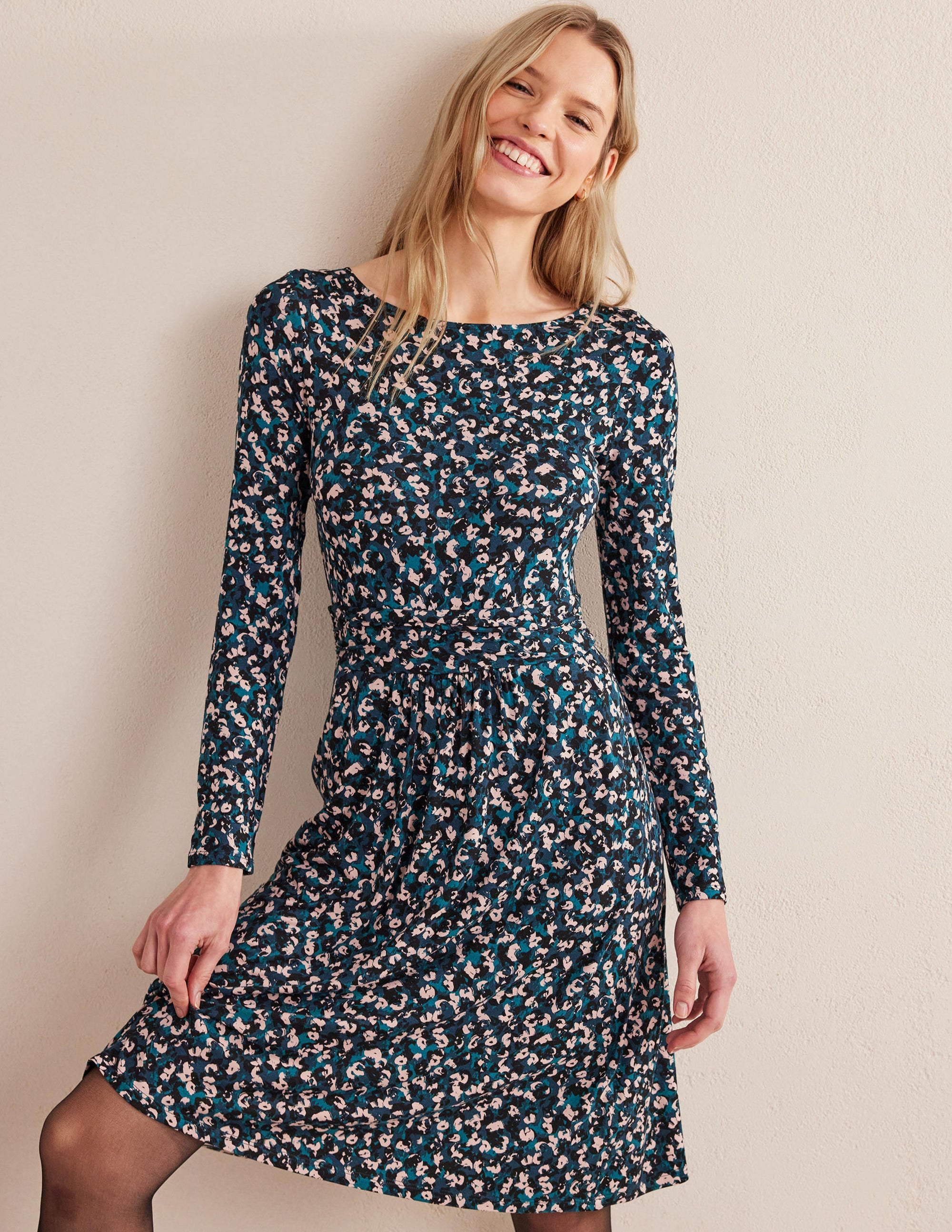 Abigail Jerseykleid-Algengrün, Pinselstriche - Image 1