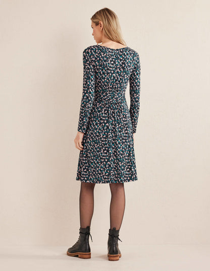 Abigail Jerseykleid-Algengrün, Pinselstriche-3