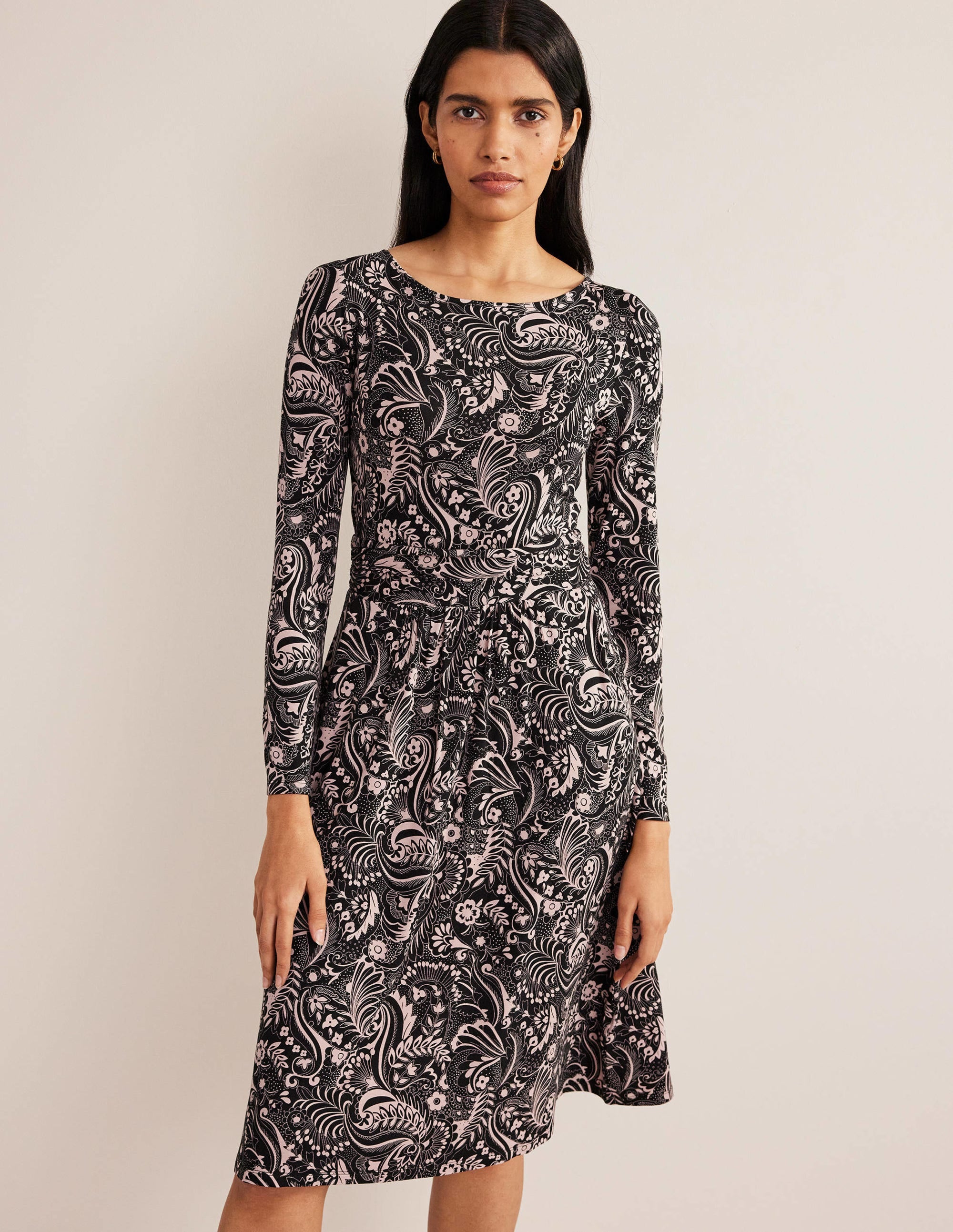 Robe Abigail en jersey-Bleu Marine Enduit - Image 1
