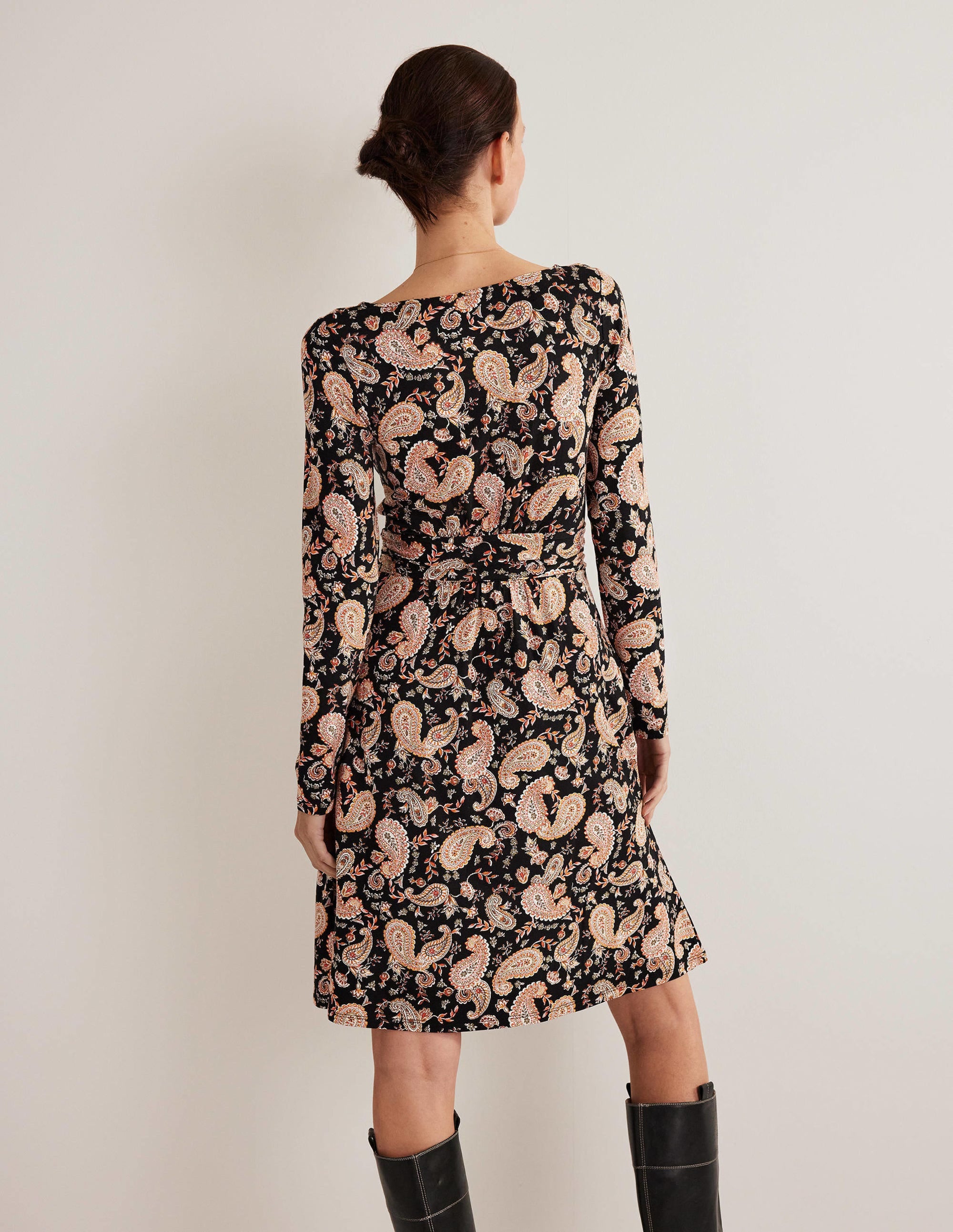 Abigail Jerseykleid-Schwarz, Paisleymuster - Image 3