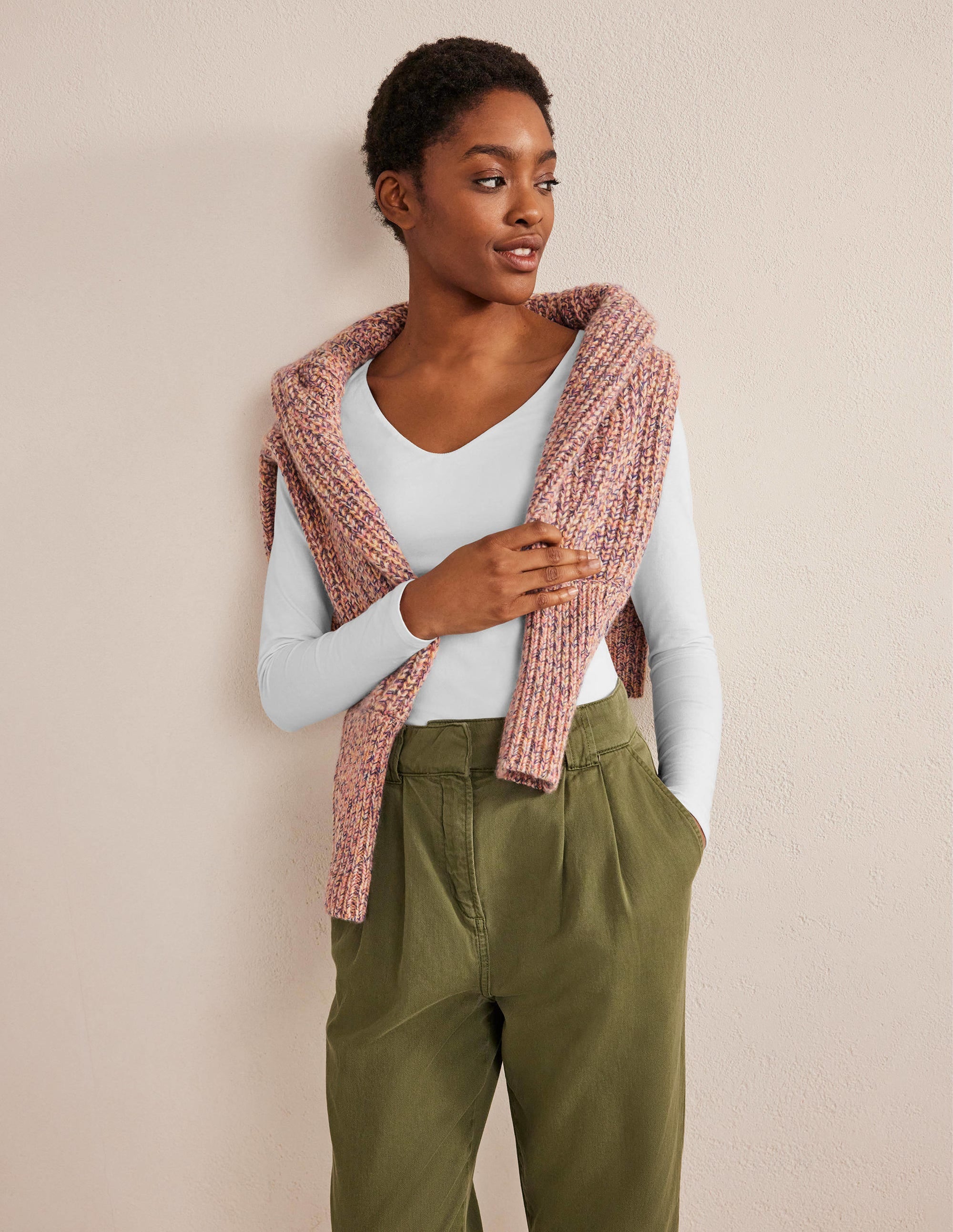 Top double épaisseur à col V-Blanc - Image 4