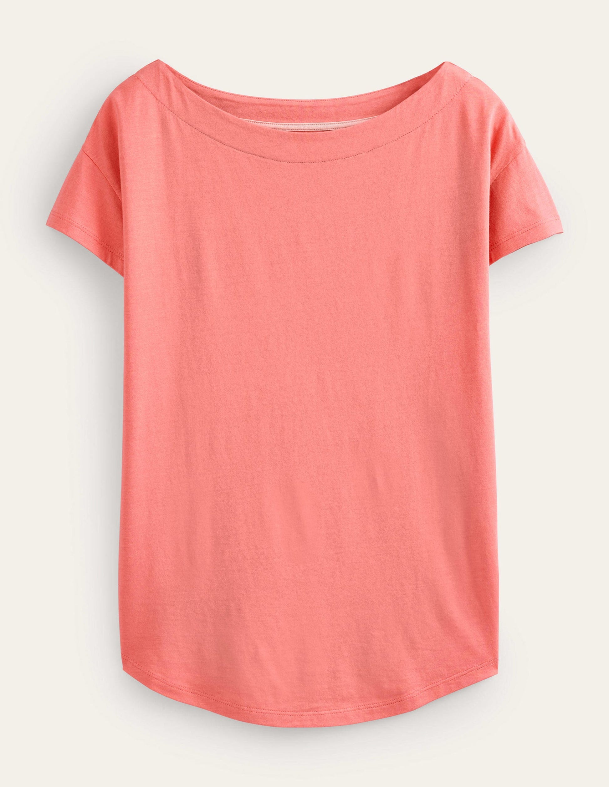 Superweiches T-Shirt mit U-Boot-Ausschnitt-Korallenrot-5