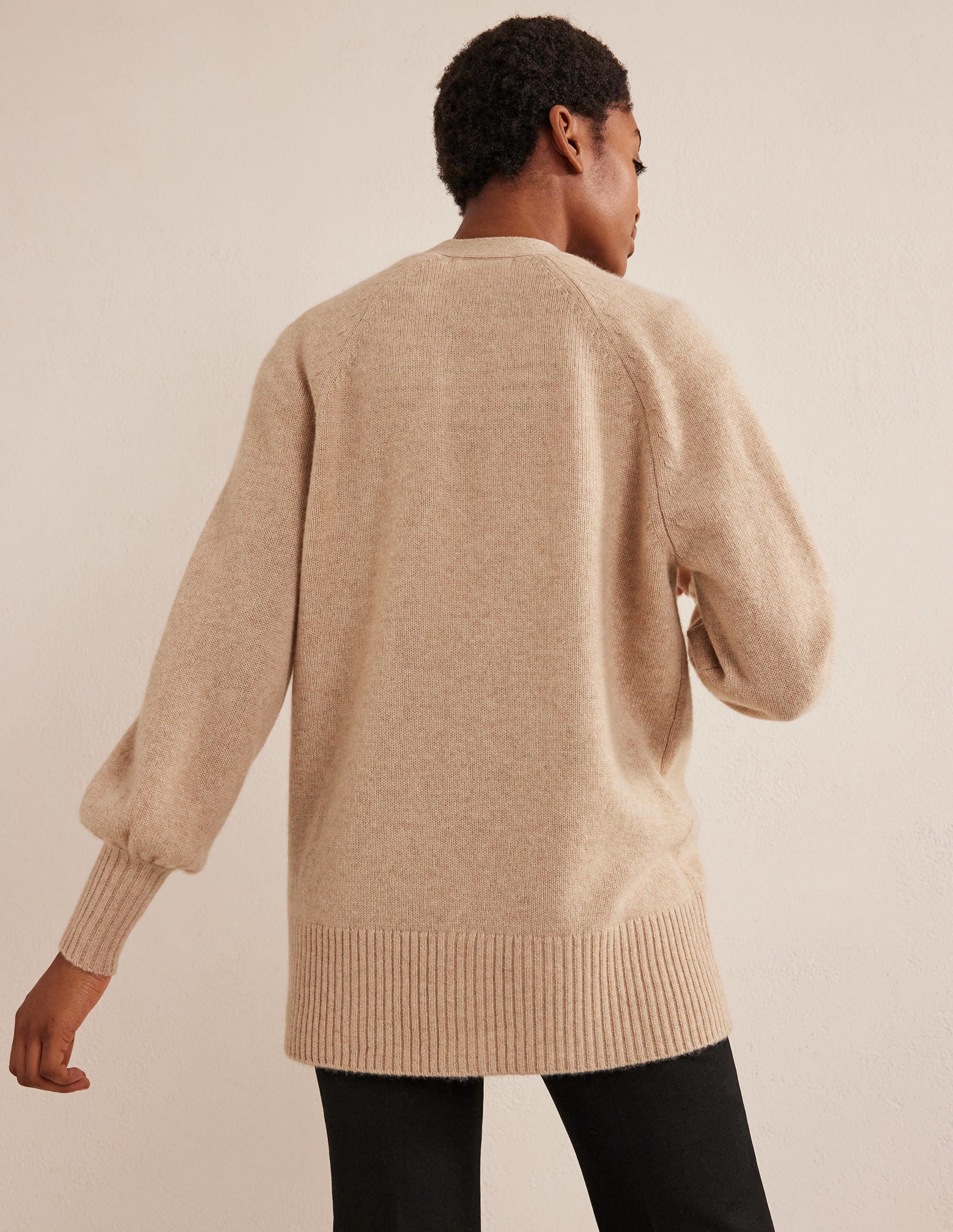 Gilet long en cachemire-Chinchilla chiné - Image 3