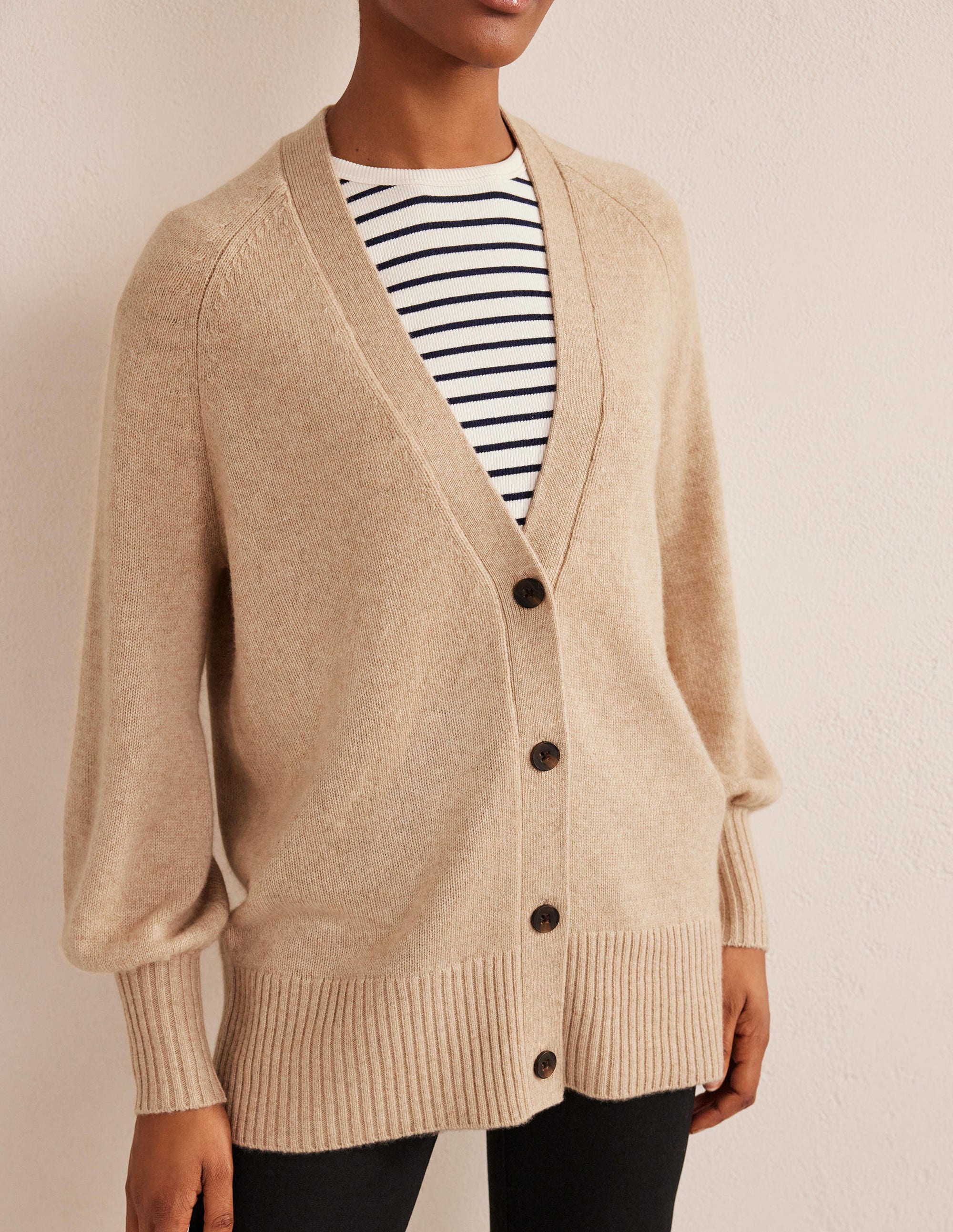 Gilet long en cachemire-Chinchilla chiné - Image 4