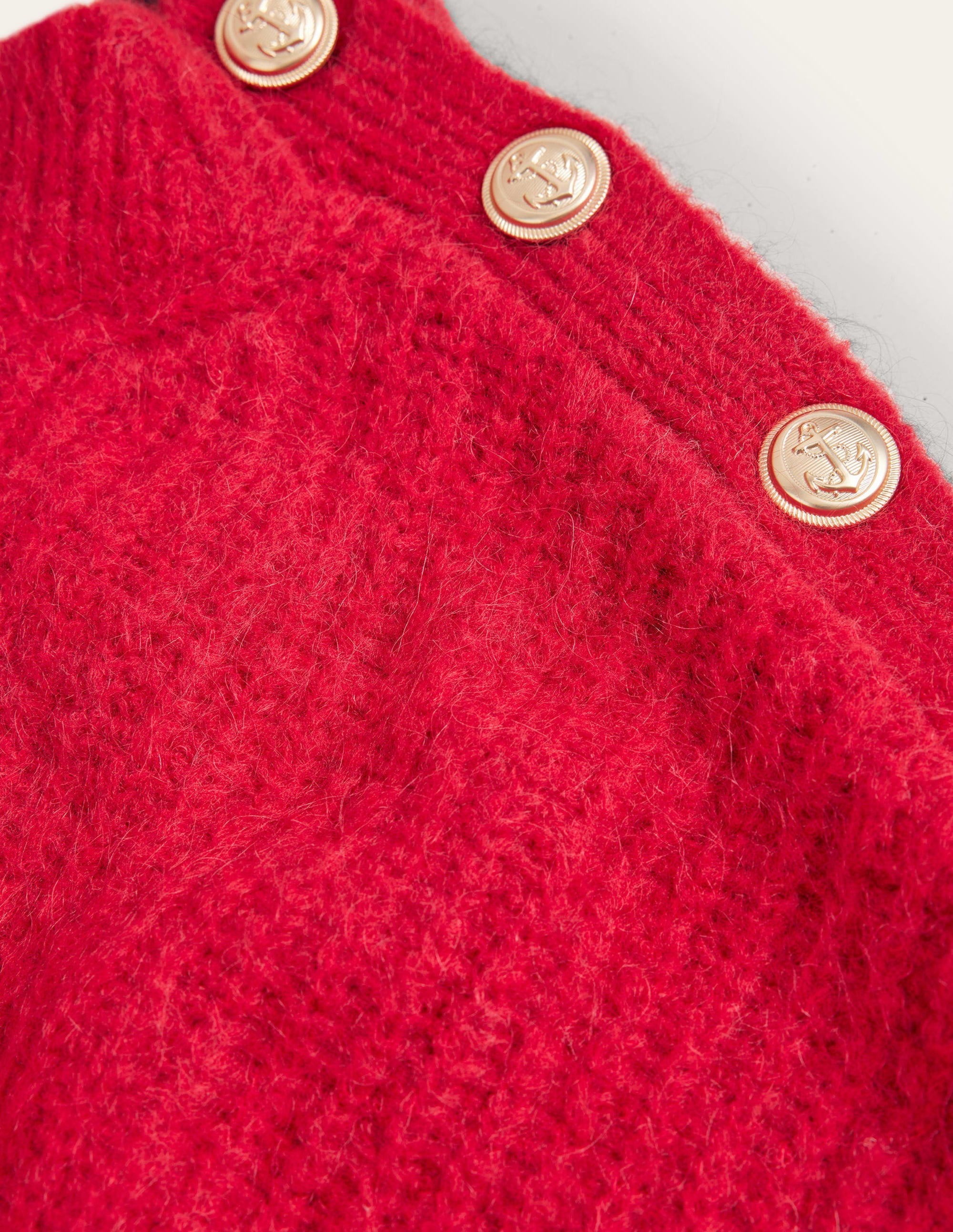Rippstrickpullover mit Knöpfen an der Schulter-Rubinrot - Image 7