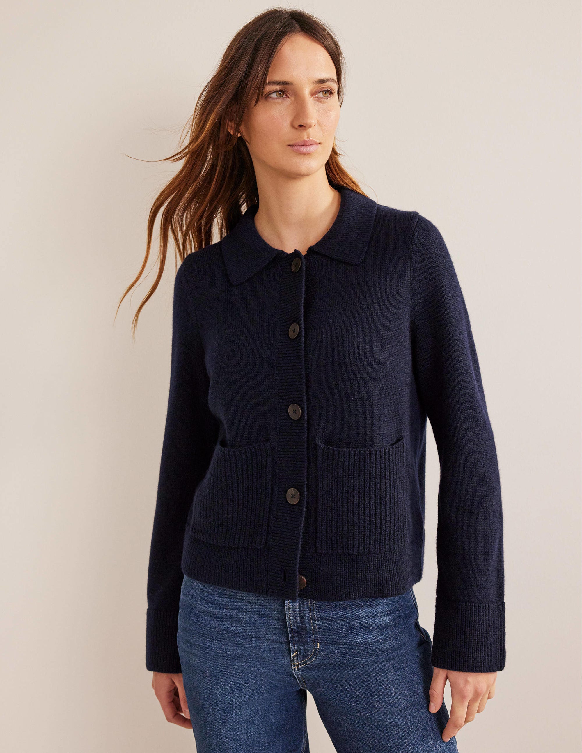 Gilet à col-Bleu marine - Image 1
