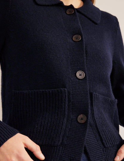 Cardigan mit Kragen-Marineblau