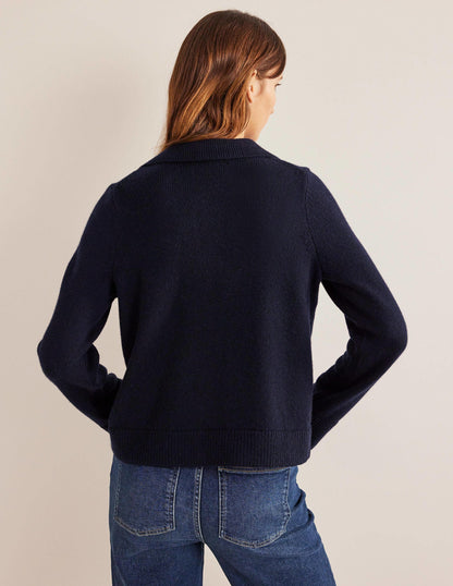Cardigan mit Kragen-Marineblau