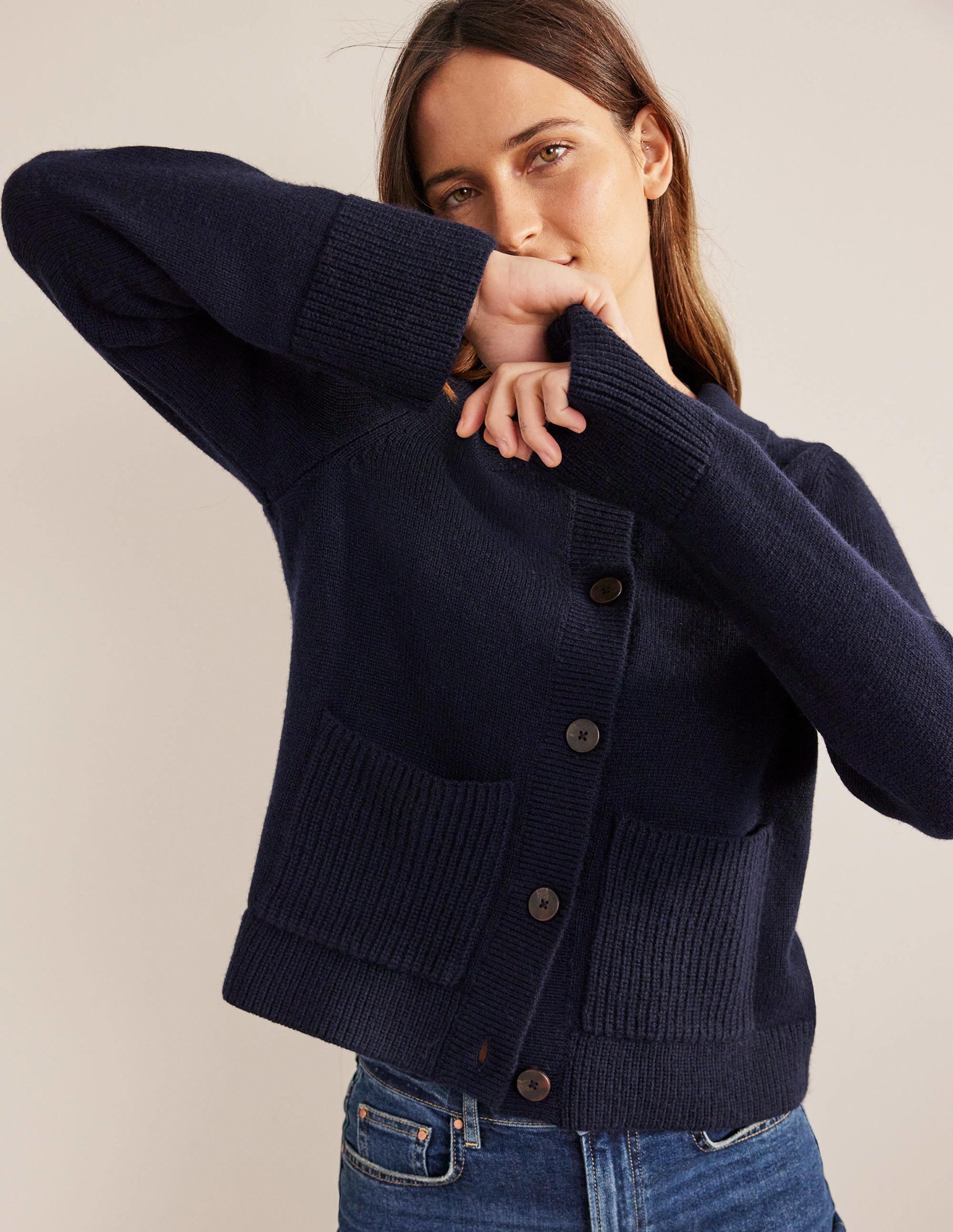 Gilet à col-Bleu marine - Image 4