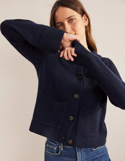 Cardigan mit Kragen-Marineblau