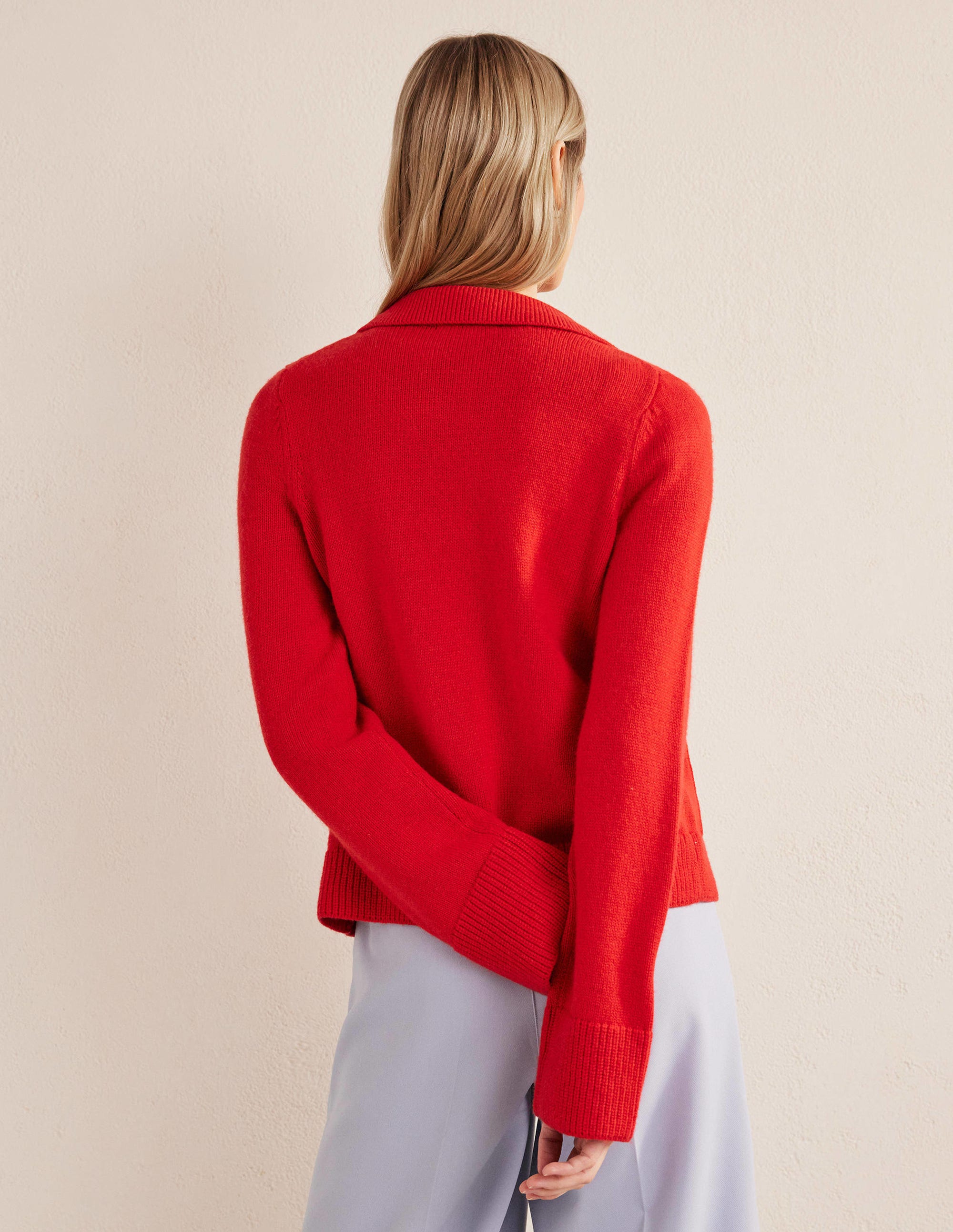Collared Cardigan-High Risk Red - Image 4