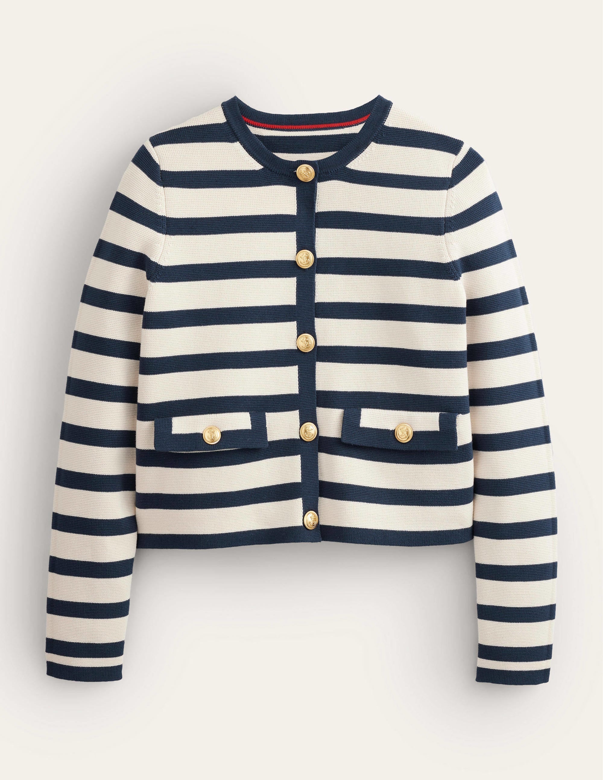 Holly Cardigan-Naturweiß/Navy, Gestreift - Image 5