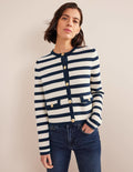 Holly Cardigan-Naturweiß/Navy, Gestreift