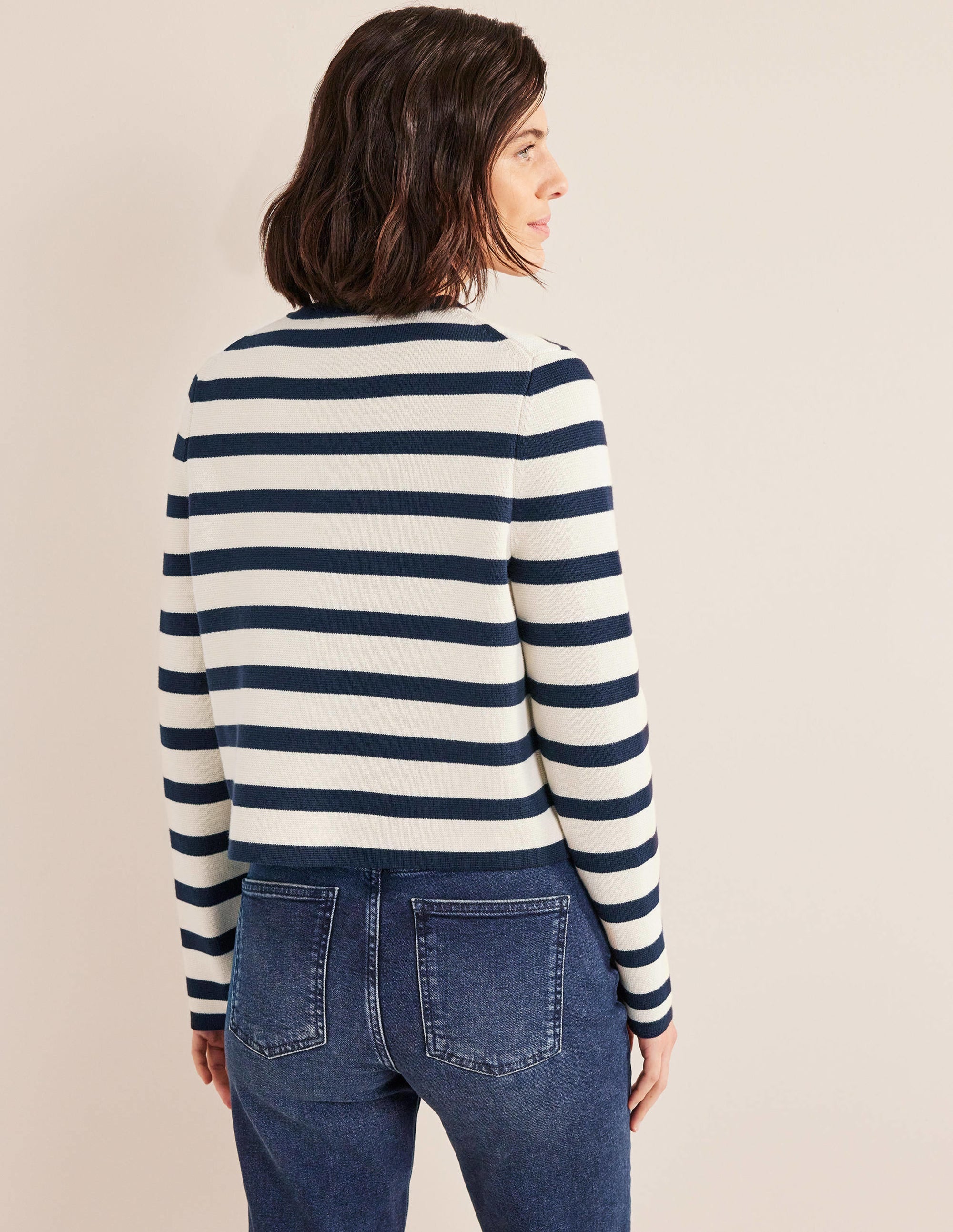 Holly Cardigan-Naturweiß/Navy, Gestreift - Image 3