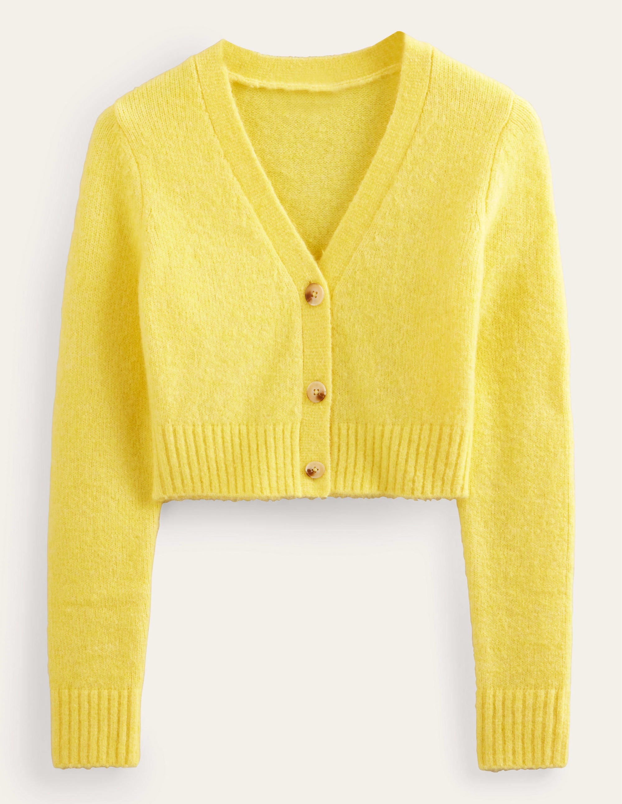 Kurz geschnittener Cardigan mit V-Ausschnitt-Hummelgelb - Image 5