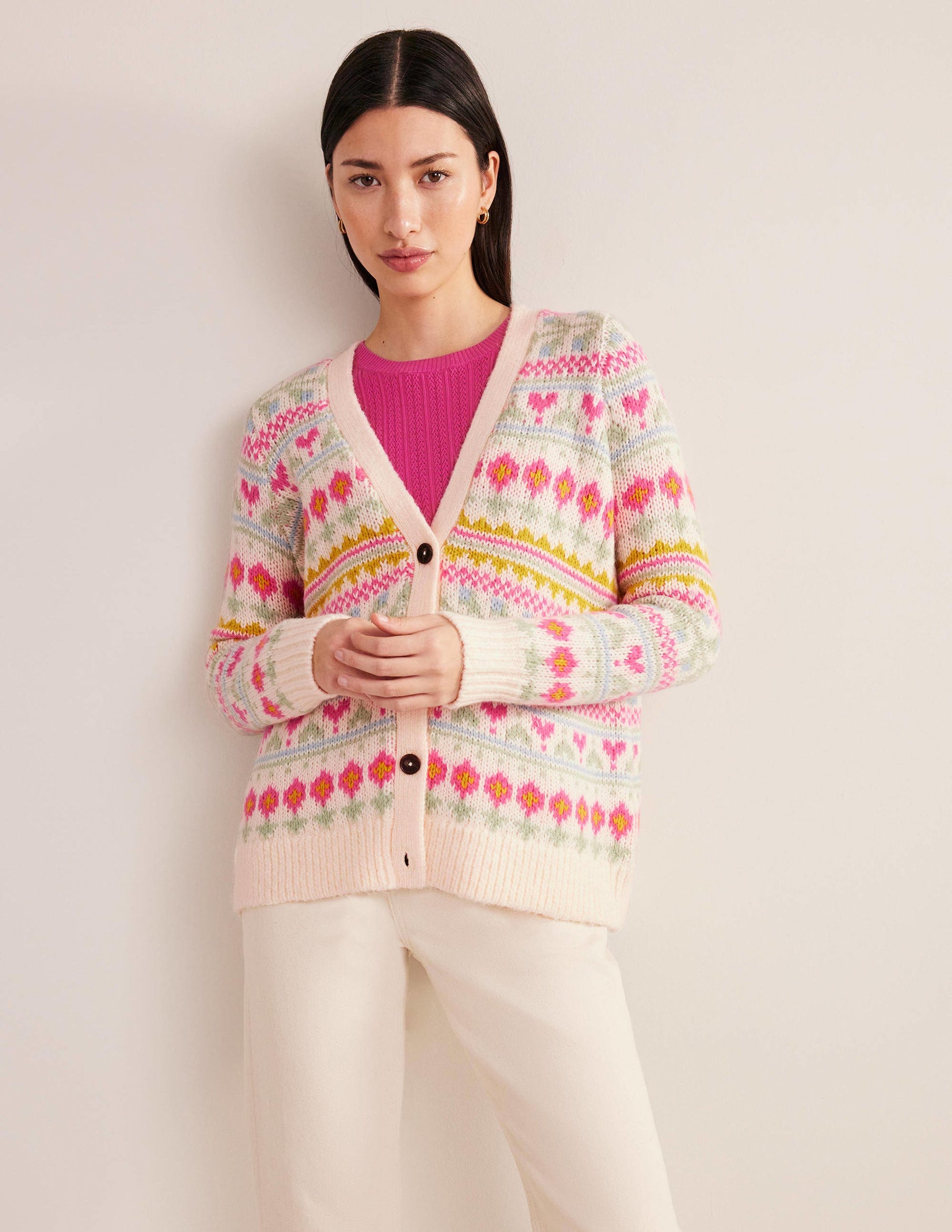 Flauschiger Fair-Isle-Cardigan-Naturweiß/Bunt, Fair-Isle-Muster-1
