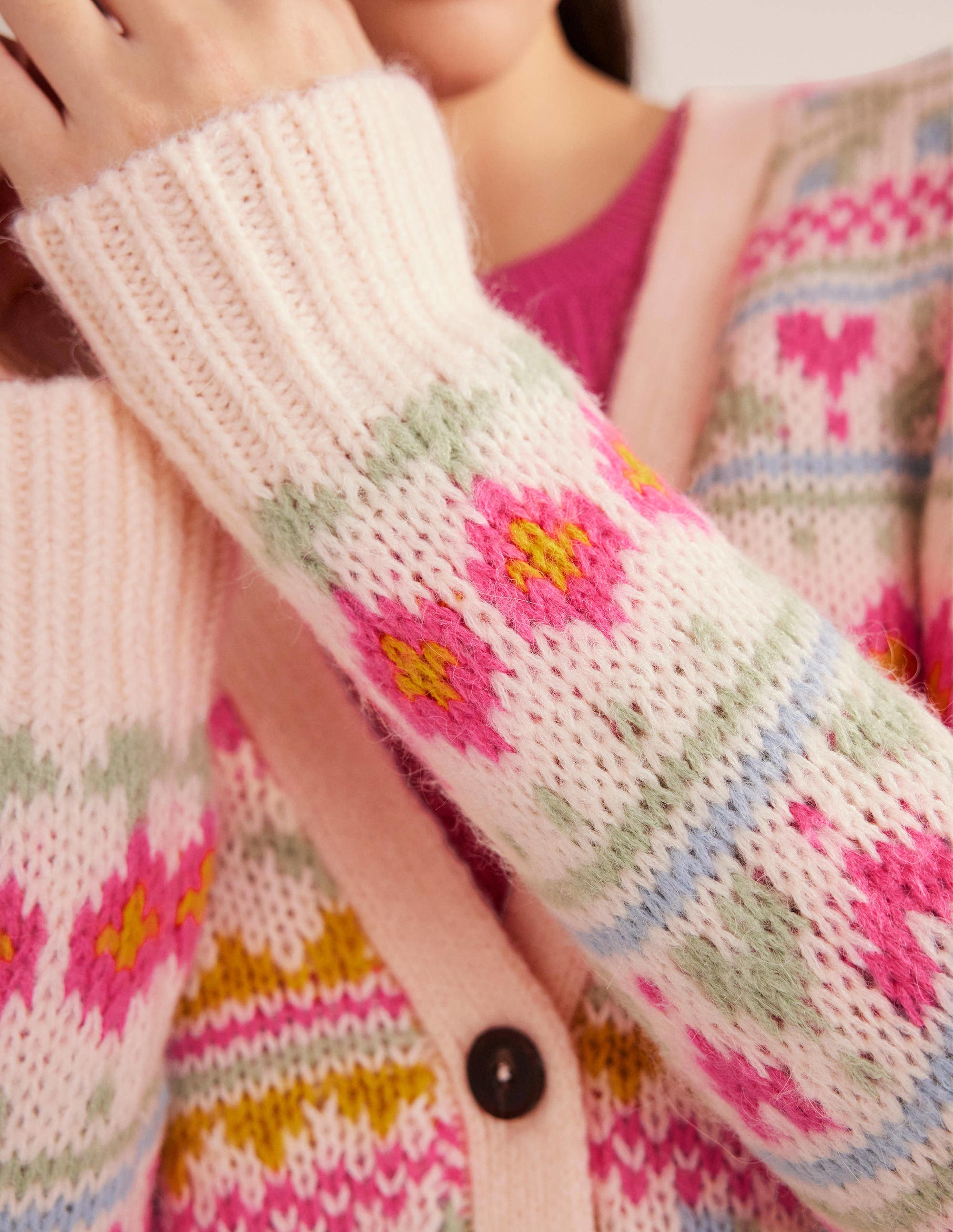 Flauschiger Fair-Isle-Cardigan-Naturweiß/Bunt, Fair-Isle-Muster - Image 2