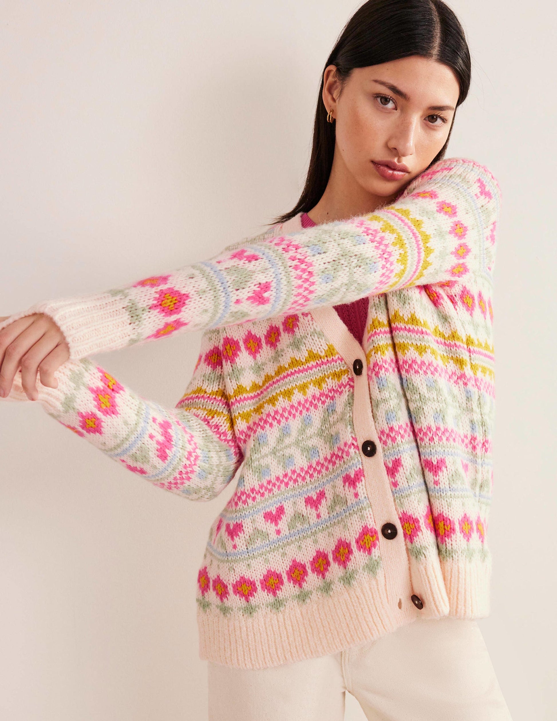 Flauschiger Fair-Isle-Cardigan-Naturweiß/Bunt, Fair-Isle-Muster-4