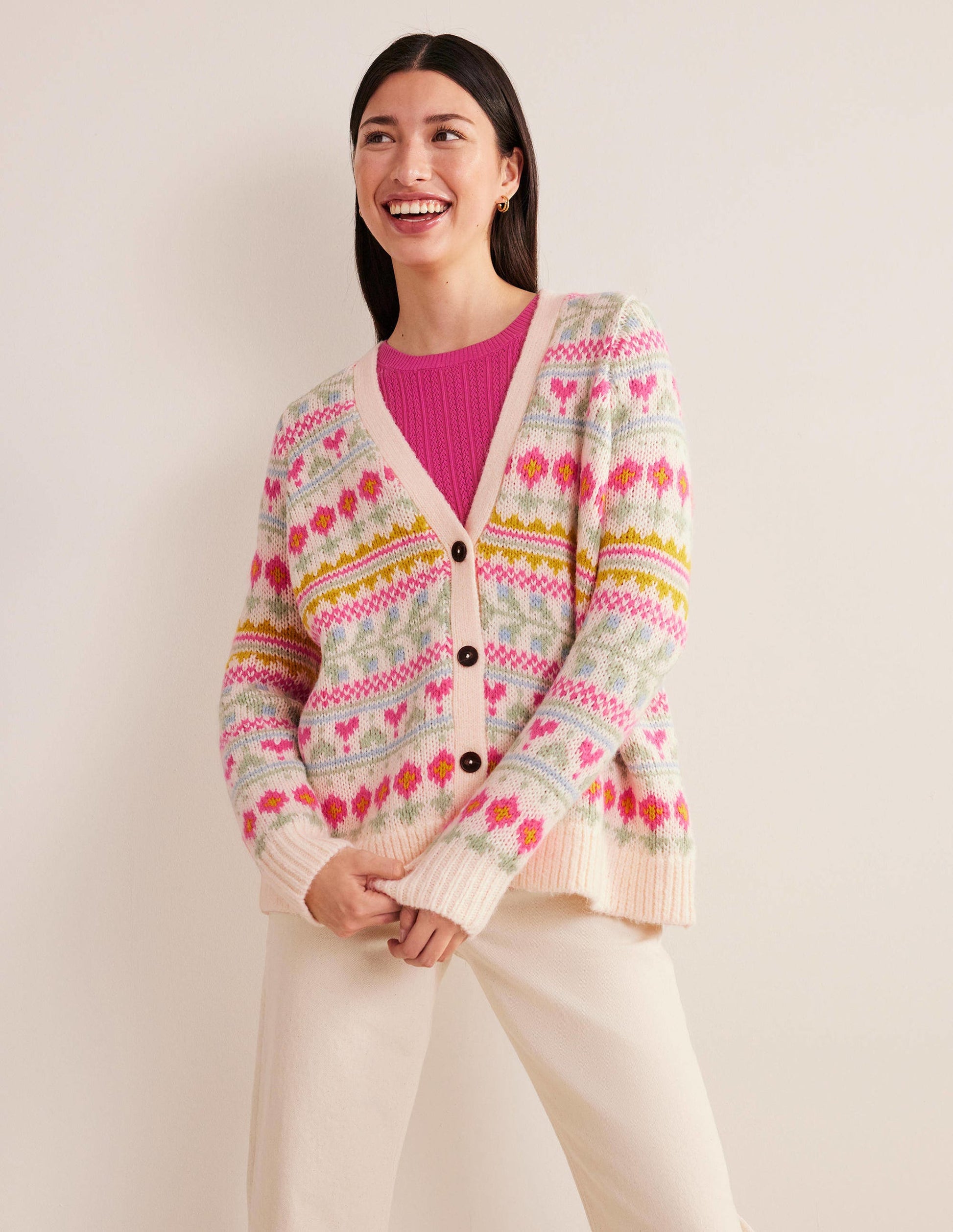 Flauschiger Fair-Isle-Cardigan-Naturweiß/Bunt, Fair-Isle-Muster-5