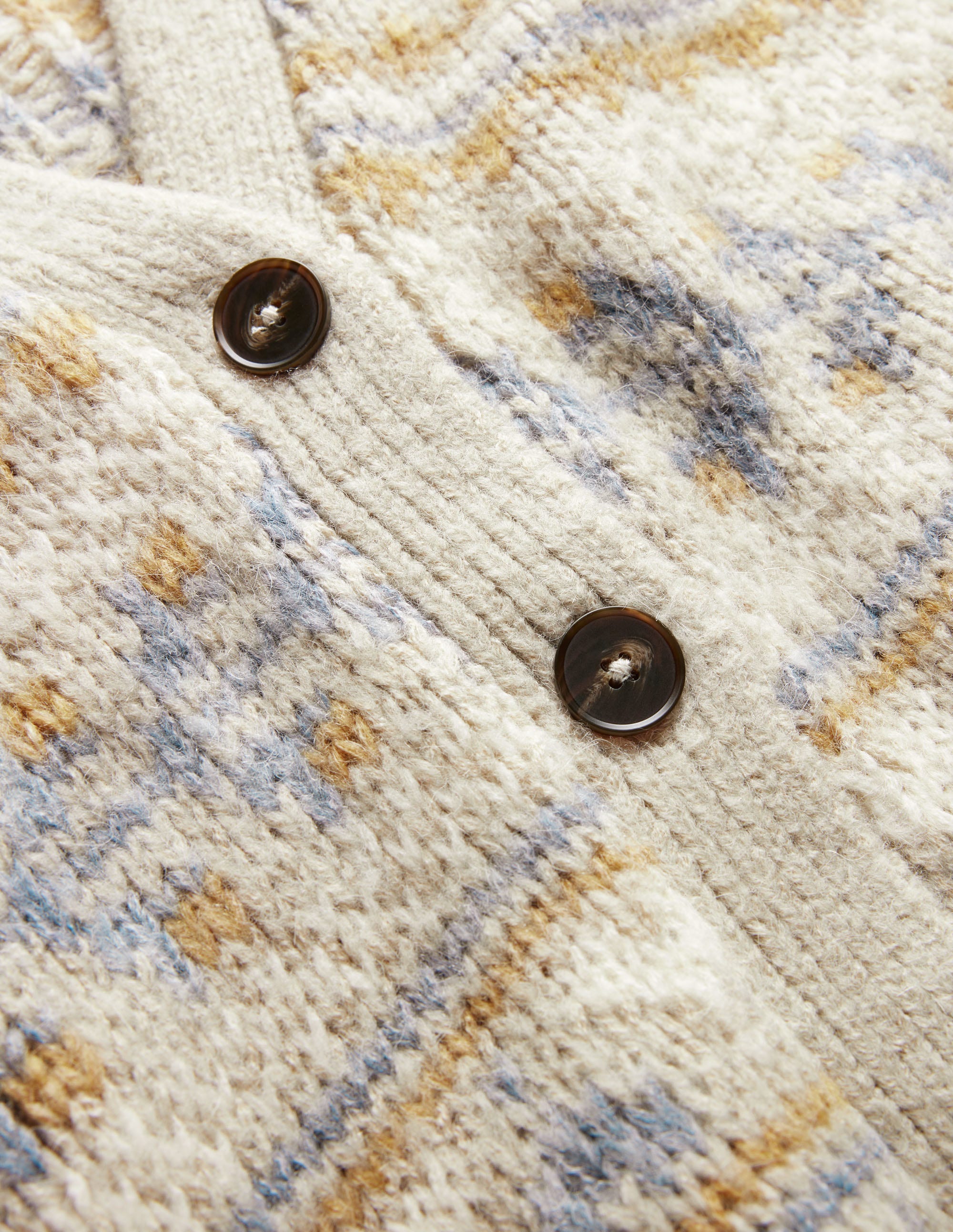 Fluffy Fair Isle Cardigan-Oatmeal Melange Fairisle - Image 7