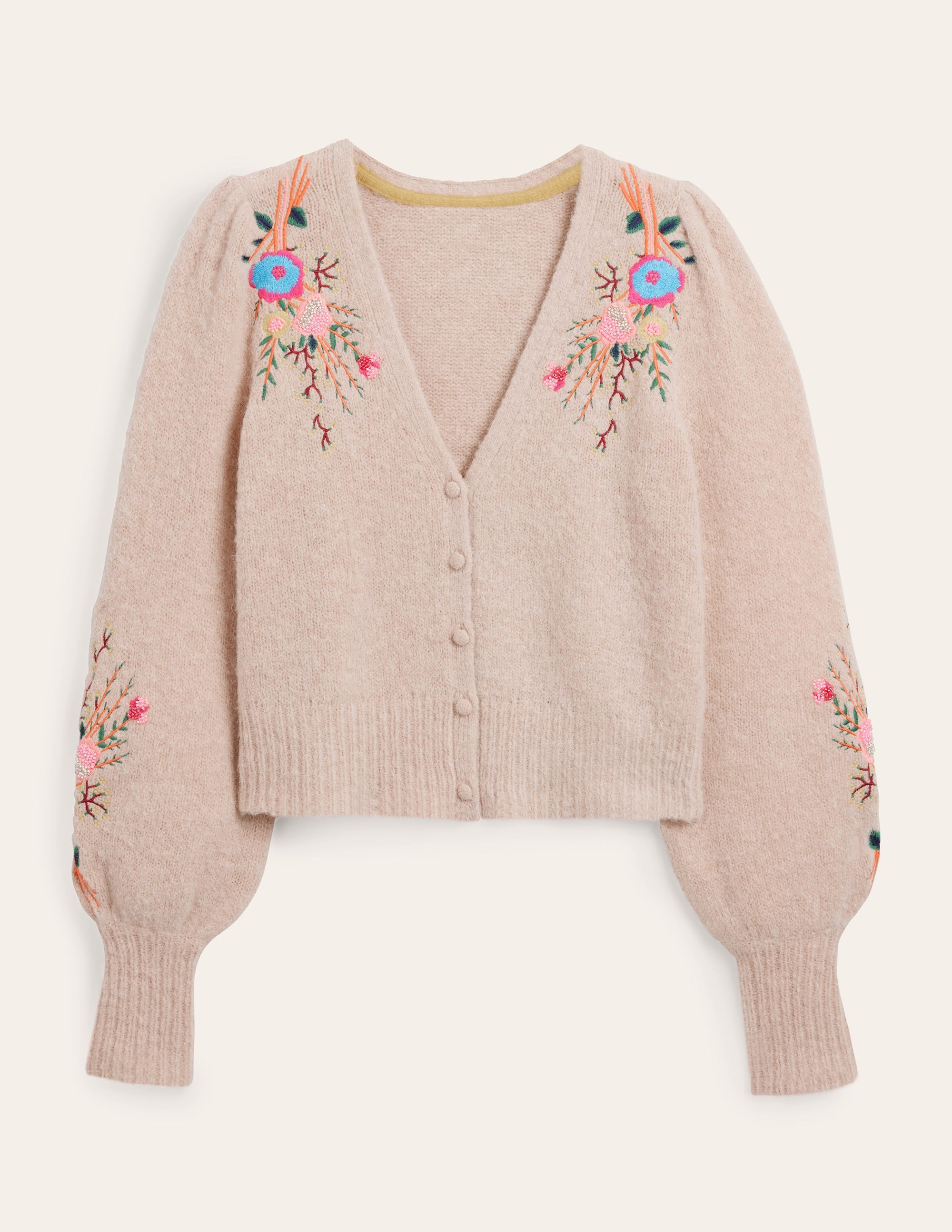Gilet floral brodé-Motif floral chinchilla chiné - Image 6