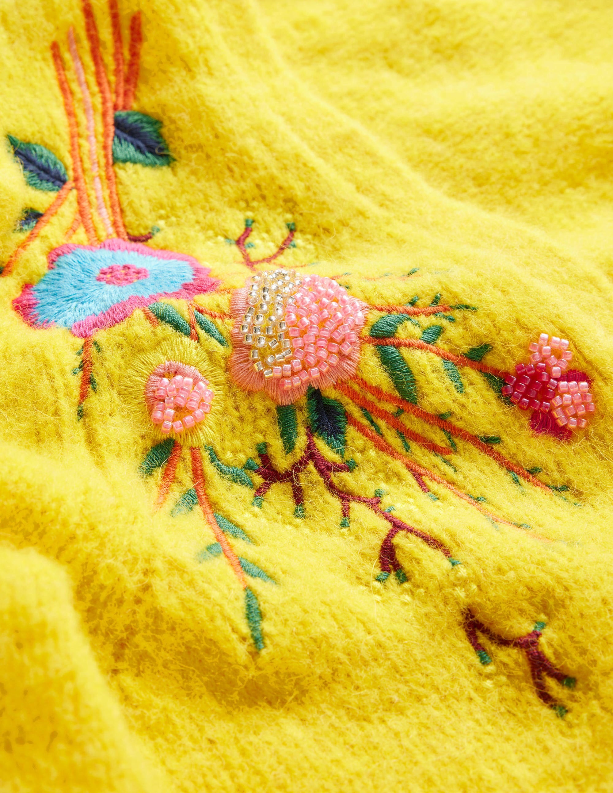 Blumiger Cardigan mit Stickerei-Maisgelb, Filigranes Blumenmuster - Image 7