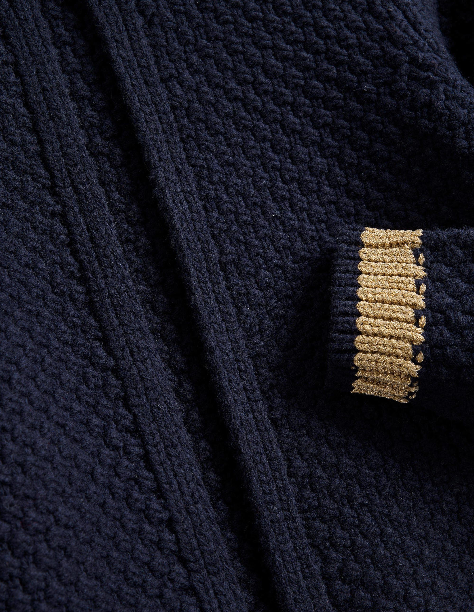 Strukturierter Grobstrick-Cardigan-Navy, Gold - Image 7