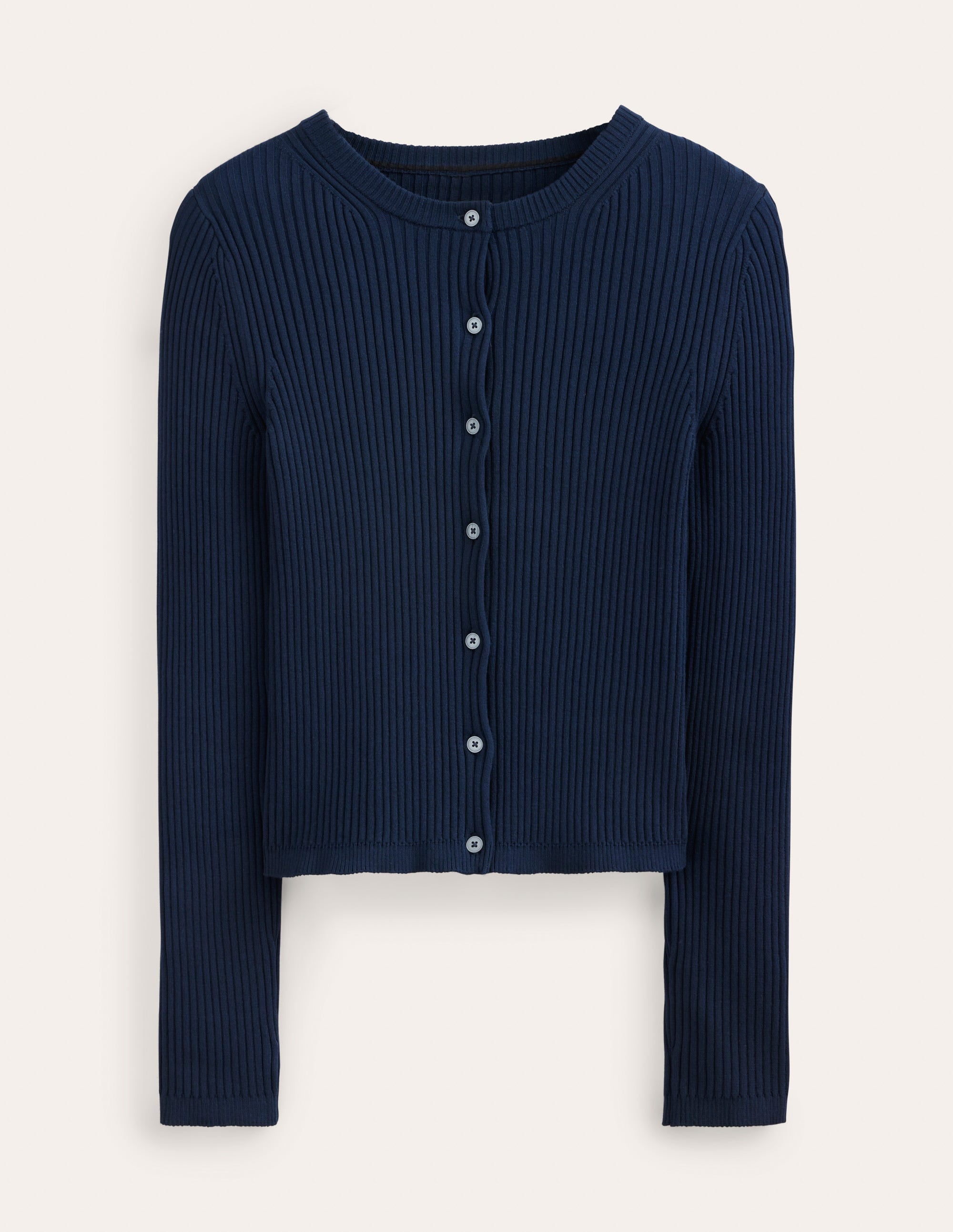Cardigan mit Rippstrickdetail-Marineblau - Image 5
