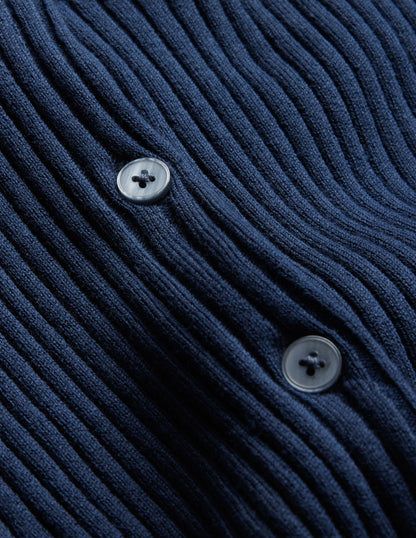 Cardigan mit Rippstrickdetail-Marineblau