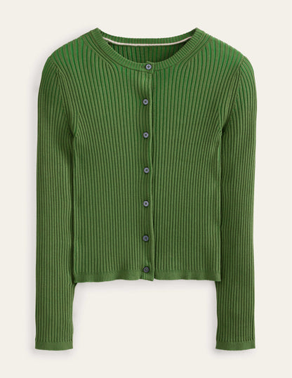 Cardigan mit Rippstrickdetail-Parkgrün