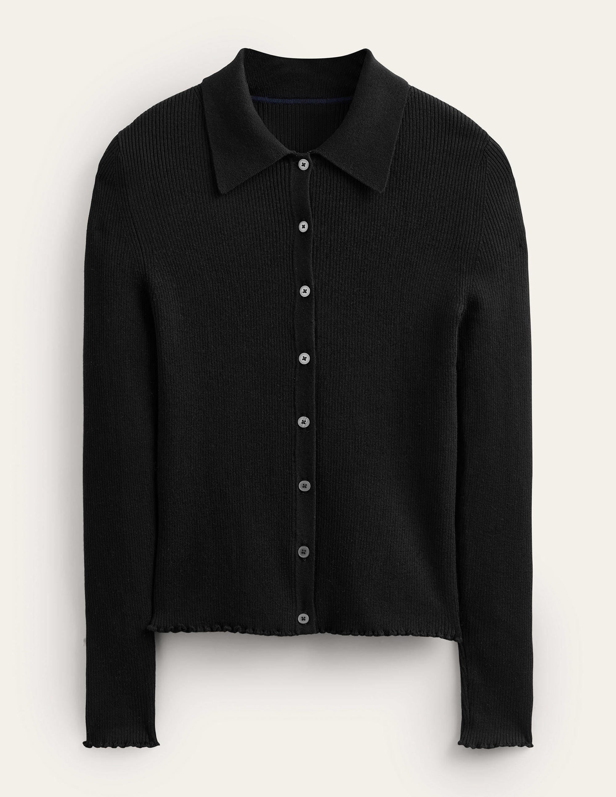 Chemise ajustée côtelée-Noir - Image 6