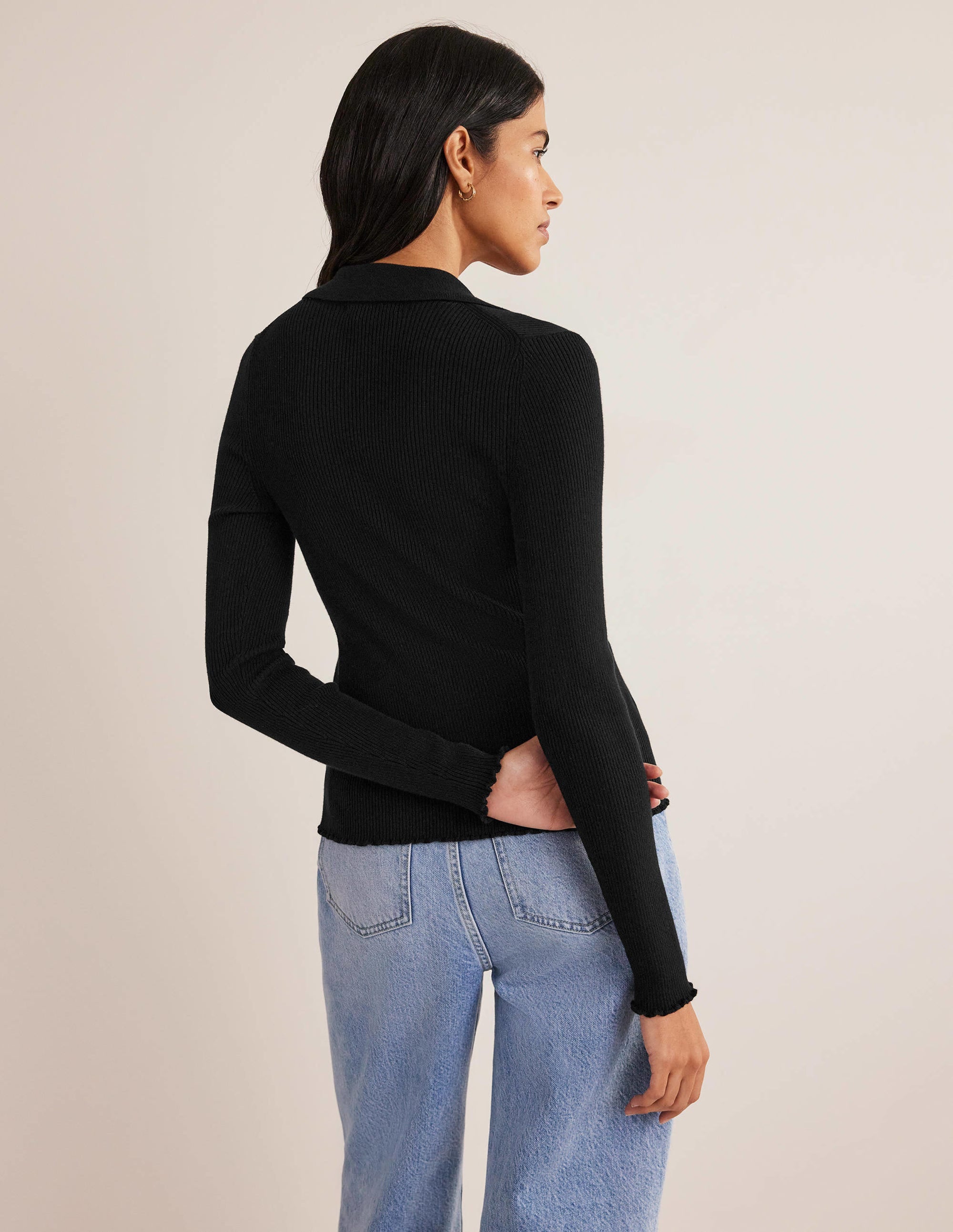 Chemise ajustée côtelée-Noir - Image 3