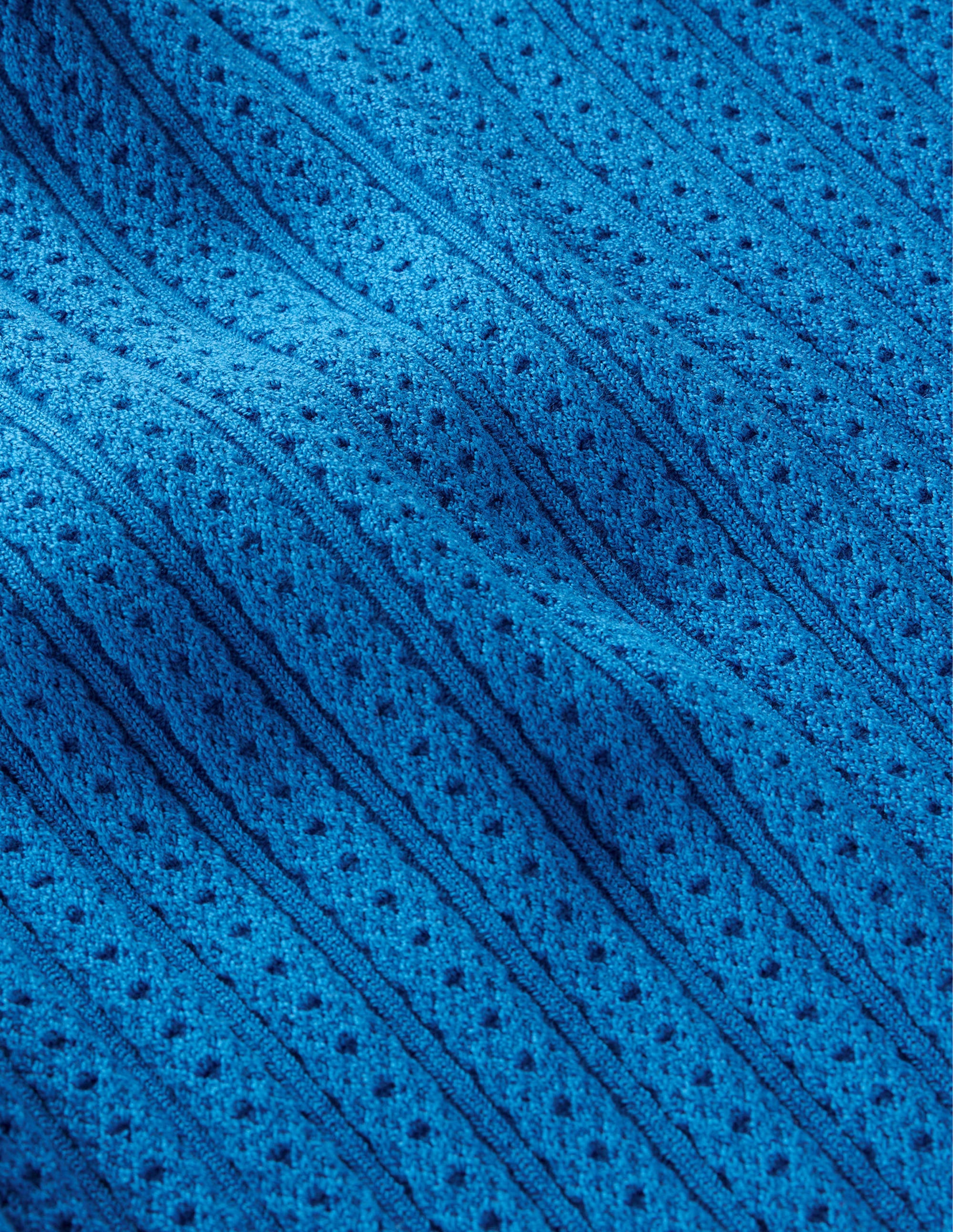 Geripptes T-Shirt mit hohem Kragen-Nebelblau - Image 6