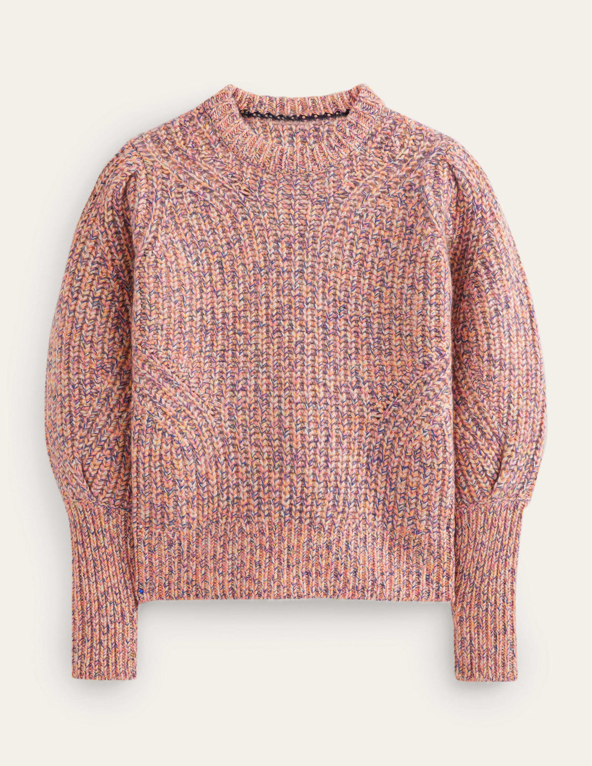 Breiter Kaschmirpullover mit Rippstruktur-Dusty Rose Marl-6