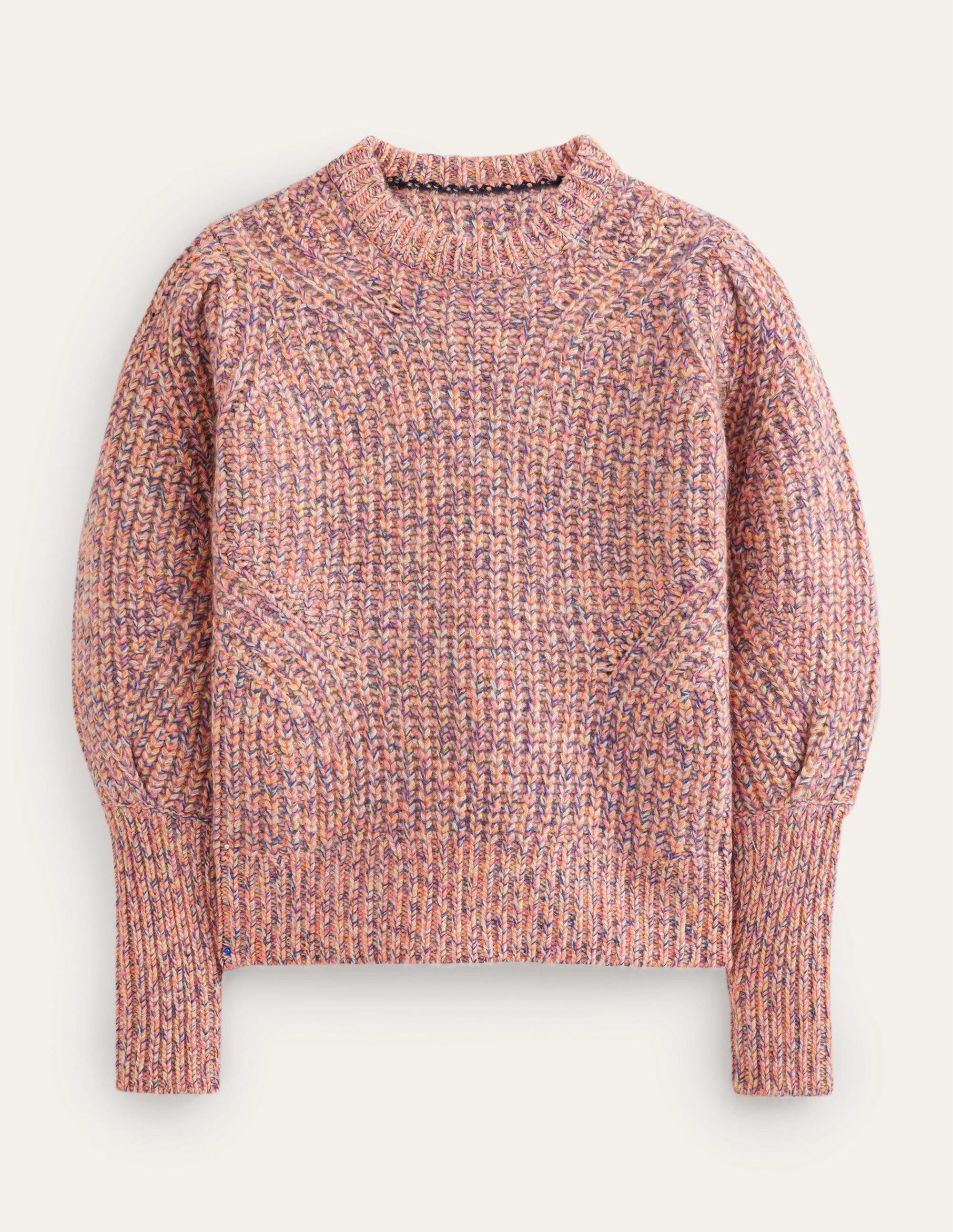 Breiter Kaschmirpullover mit Rippstruktur-Dusty Rose Marl - Image 6