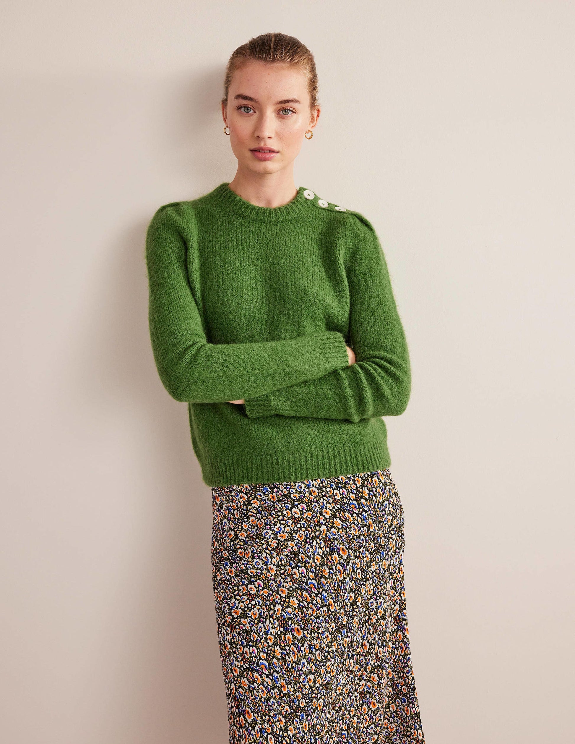 Pull avec boutons aux épaules-Fève-4