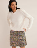 Fluffy Button Shoulder Jumper-Warm Ivory
