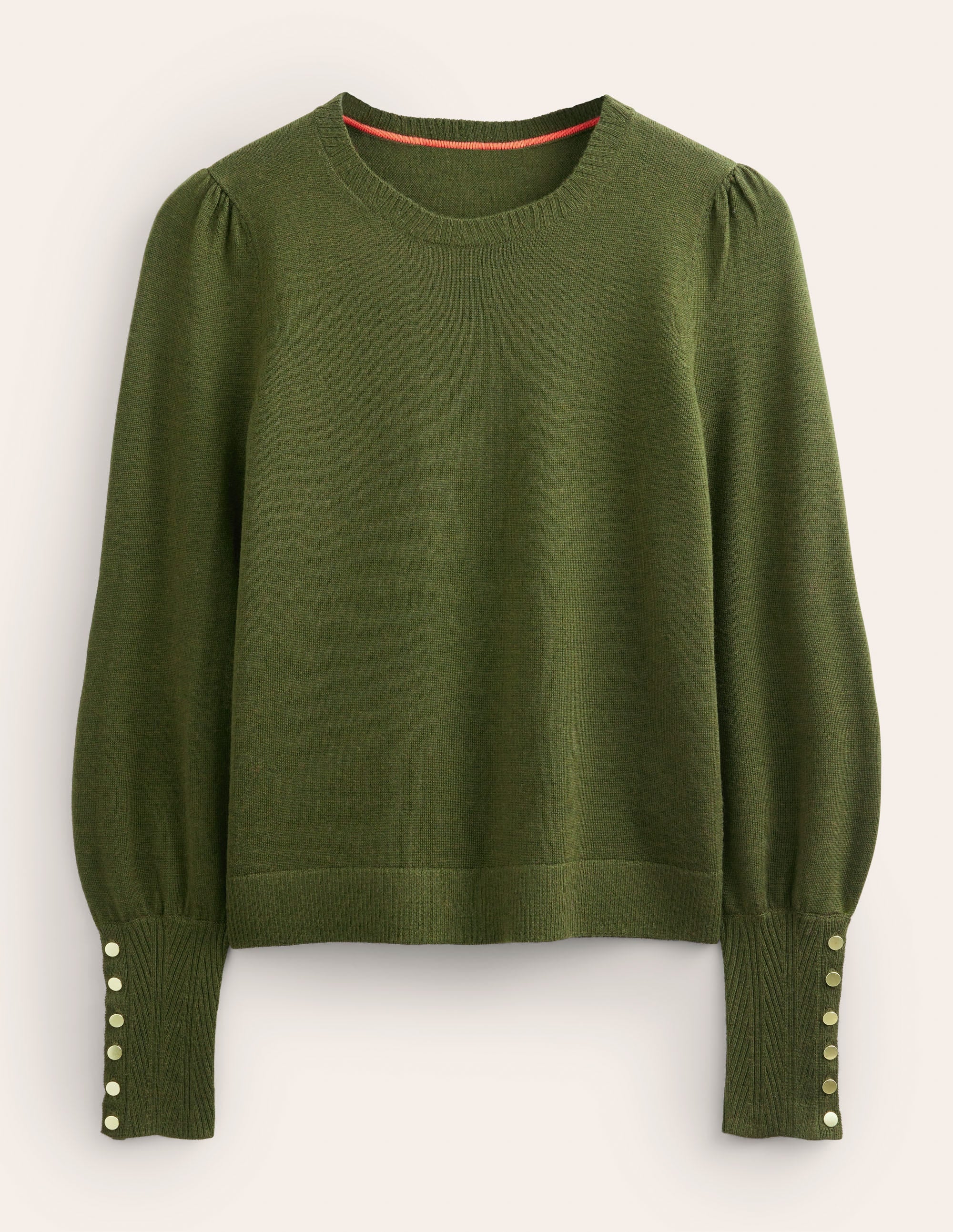 Merinopullover mit Manschetten zum Knöpfen-Khaki - Image 6