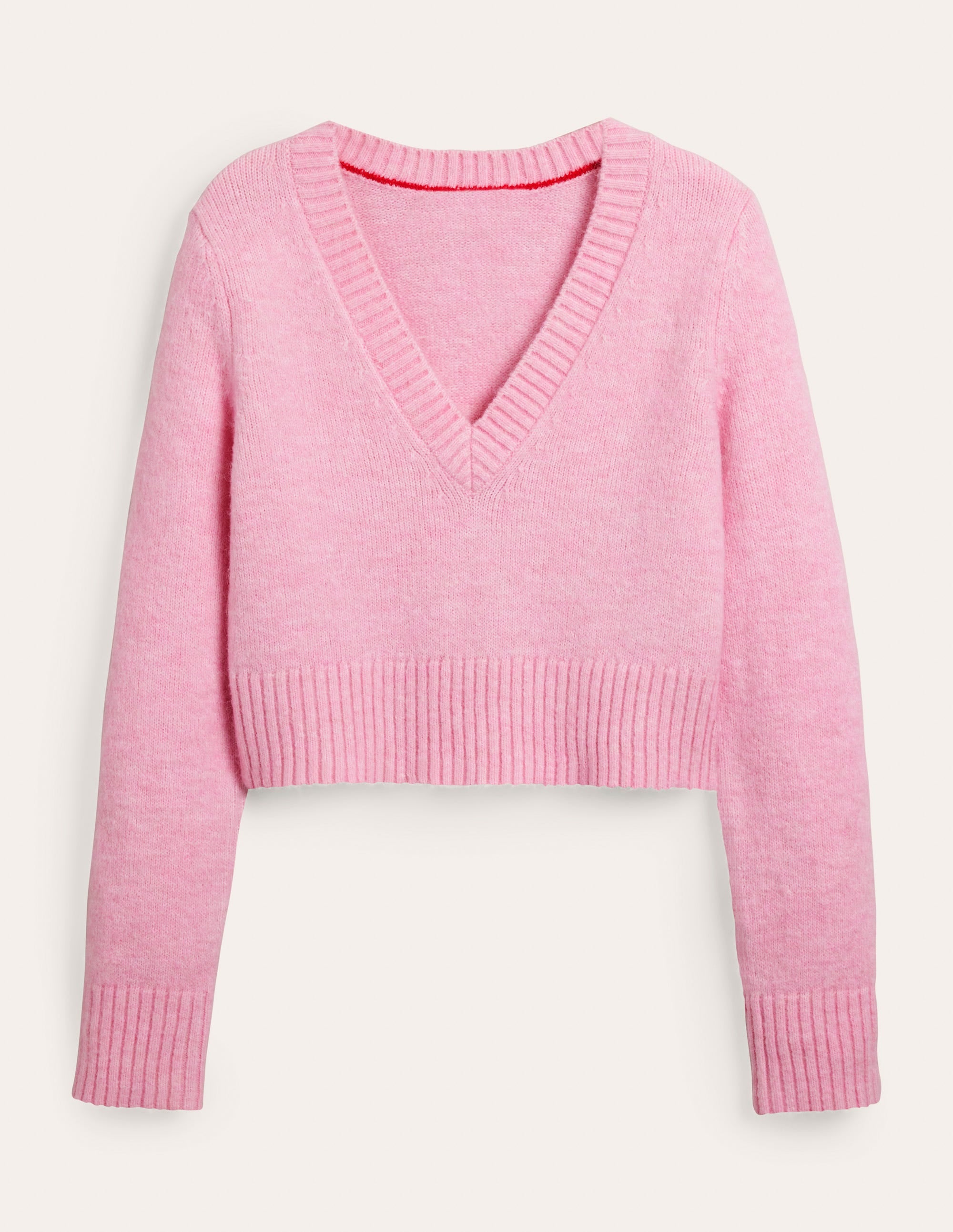 Kurz geschnittener Pullover mit V-Ausschnitt-Cameo-Rosa - Image 6