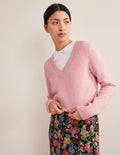 Kurz geschnittener Pullover mit V-Ausschnitt-Cameo-Rosa