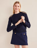 Pull ornementé-Ornement bleu marine