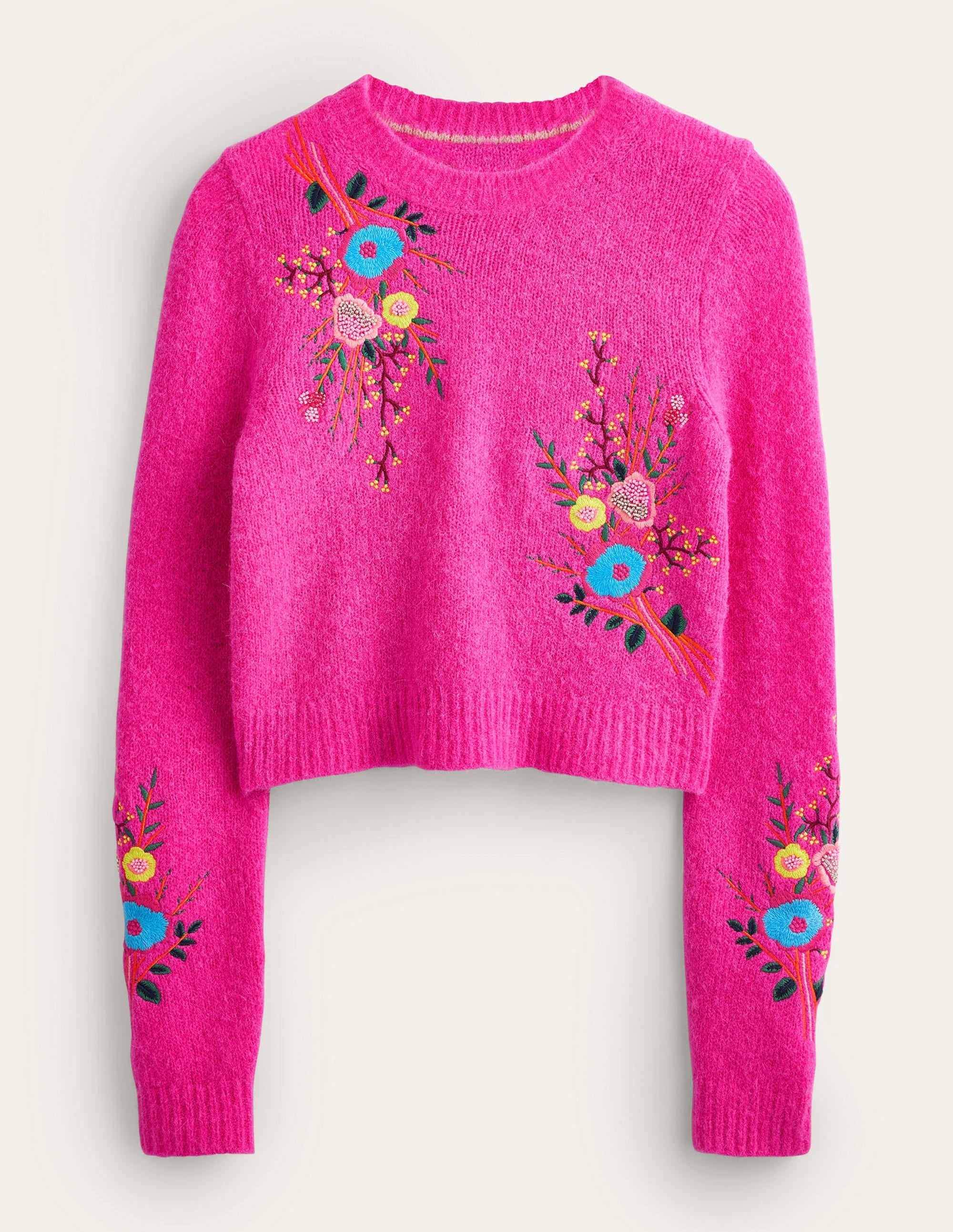 Pullover mit Blumenstickerei-Knallpink, Blumenmuster - Image 5